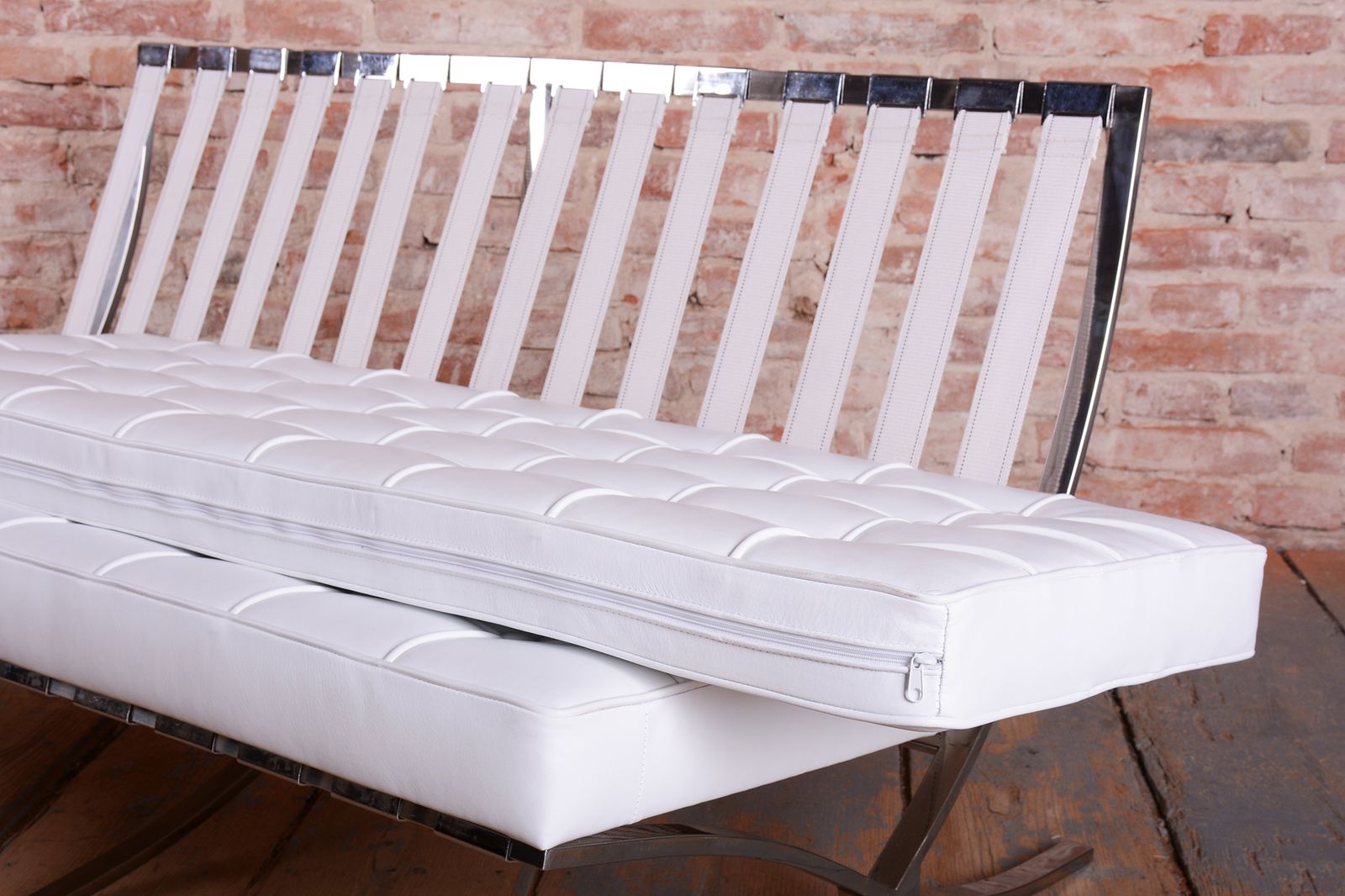 Restored Bauhaus Sofa Barcelona, By L.M. Van Der Rohe For Knoll Inc., USA, 1960s photo vintage