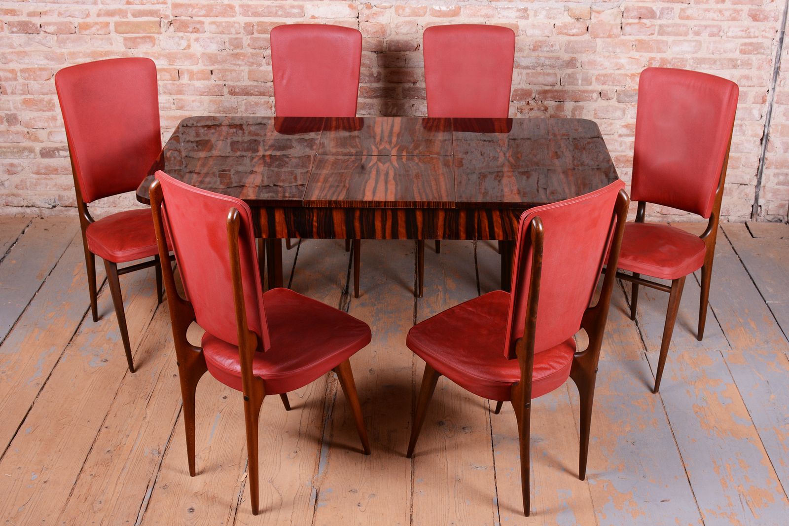 photo buy Six Original Art Deco Chairs, By Jules Leleu For Stella, Polish, France, 1940s