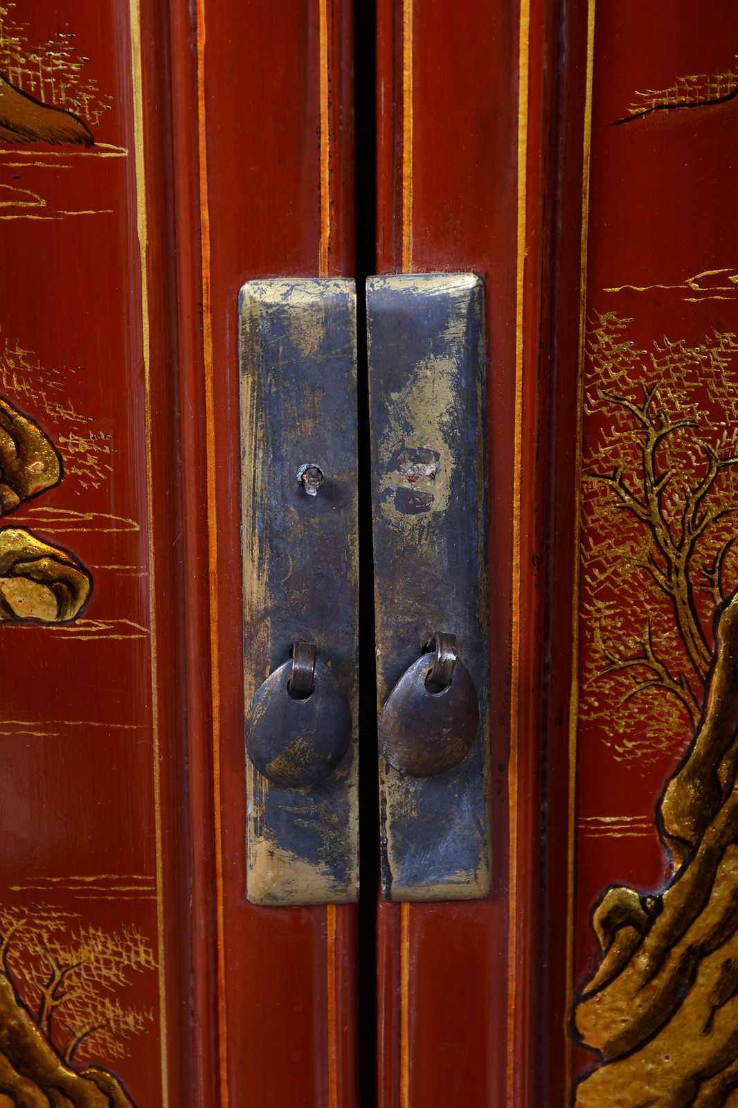 Original Asian Style Small Cabinet, Wood, Lacquer, Paint, China, 1850s photo Furniture