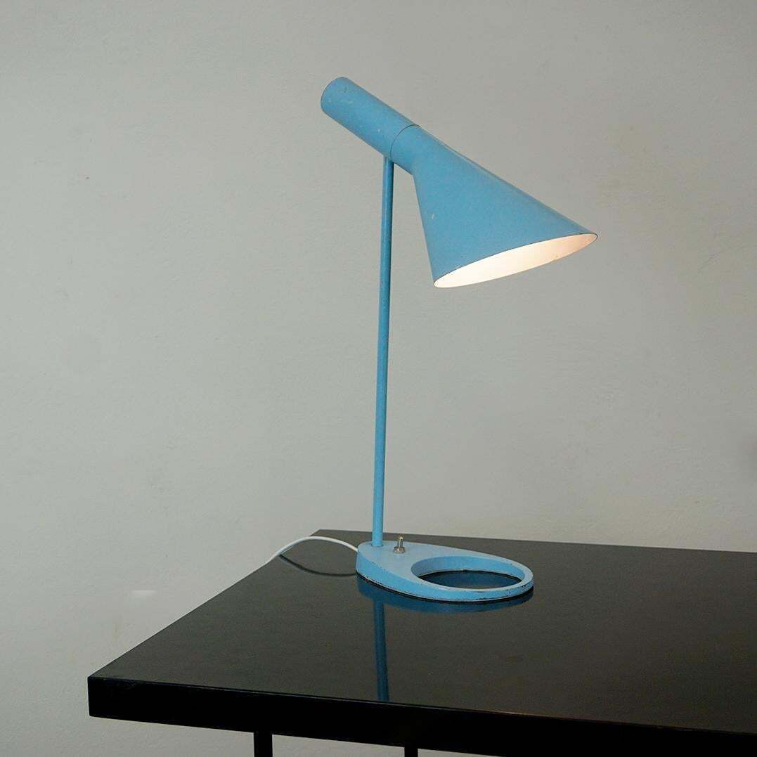 Blue Aj Table Lamp By Arne Jacobsen For Louis Poulsen Denmark photo for sale