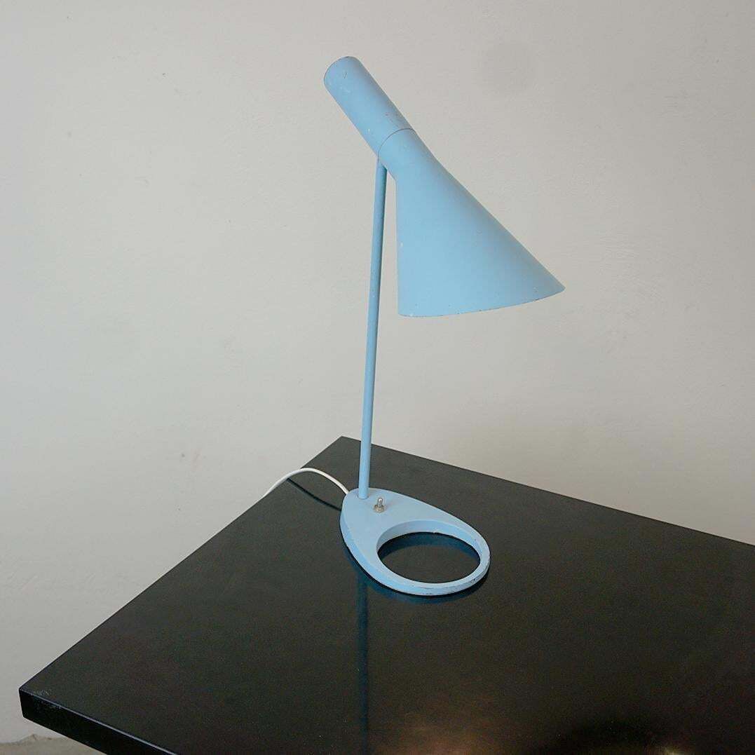 Blue Aj Table Lamp By Arne Jacobsen For Louis Poulsen Denmark photo Lighting