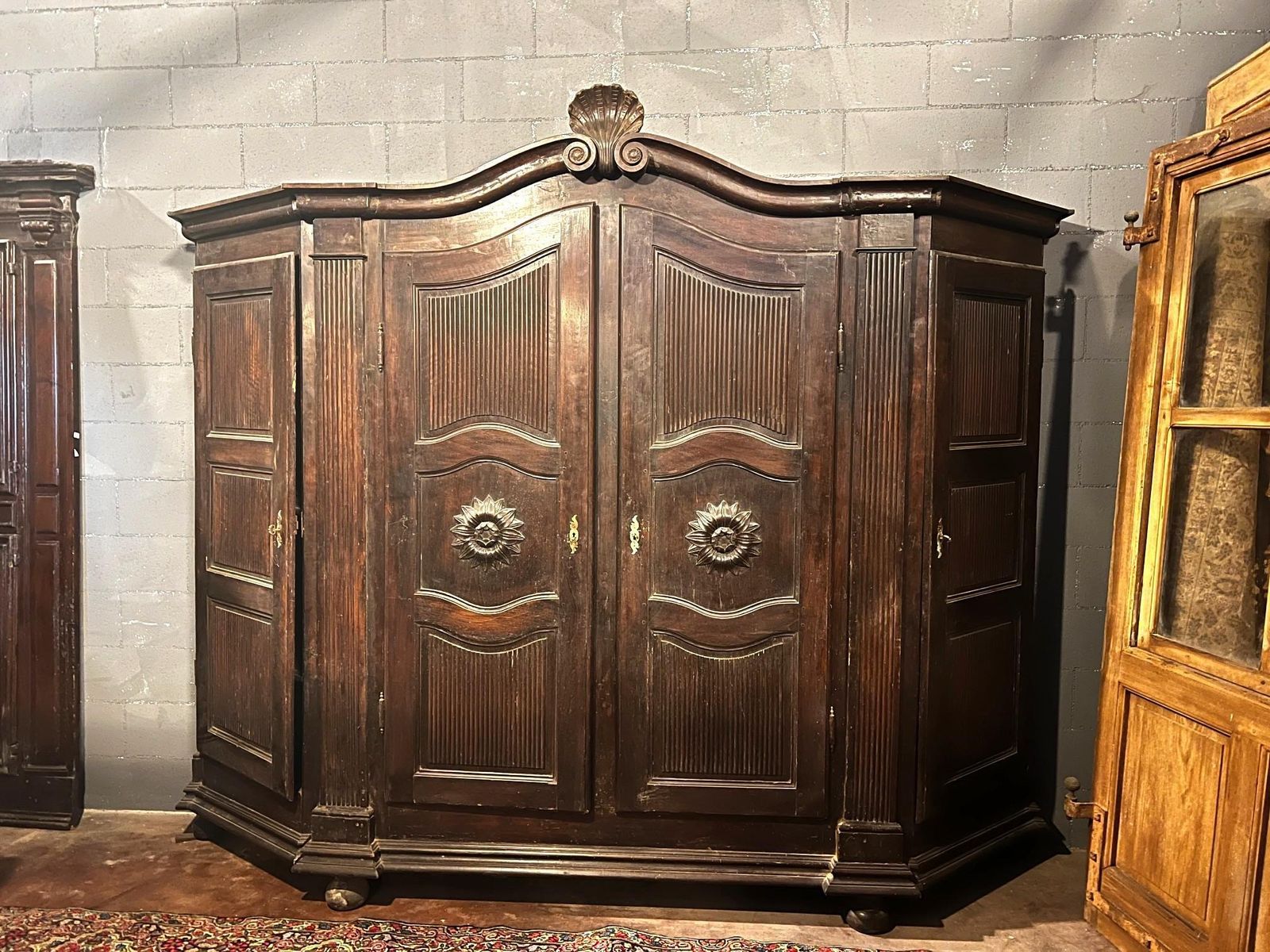 Piedmontese Walnut "Grissinato" 4 Door Closet, Italy photo for sale