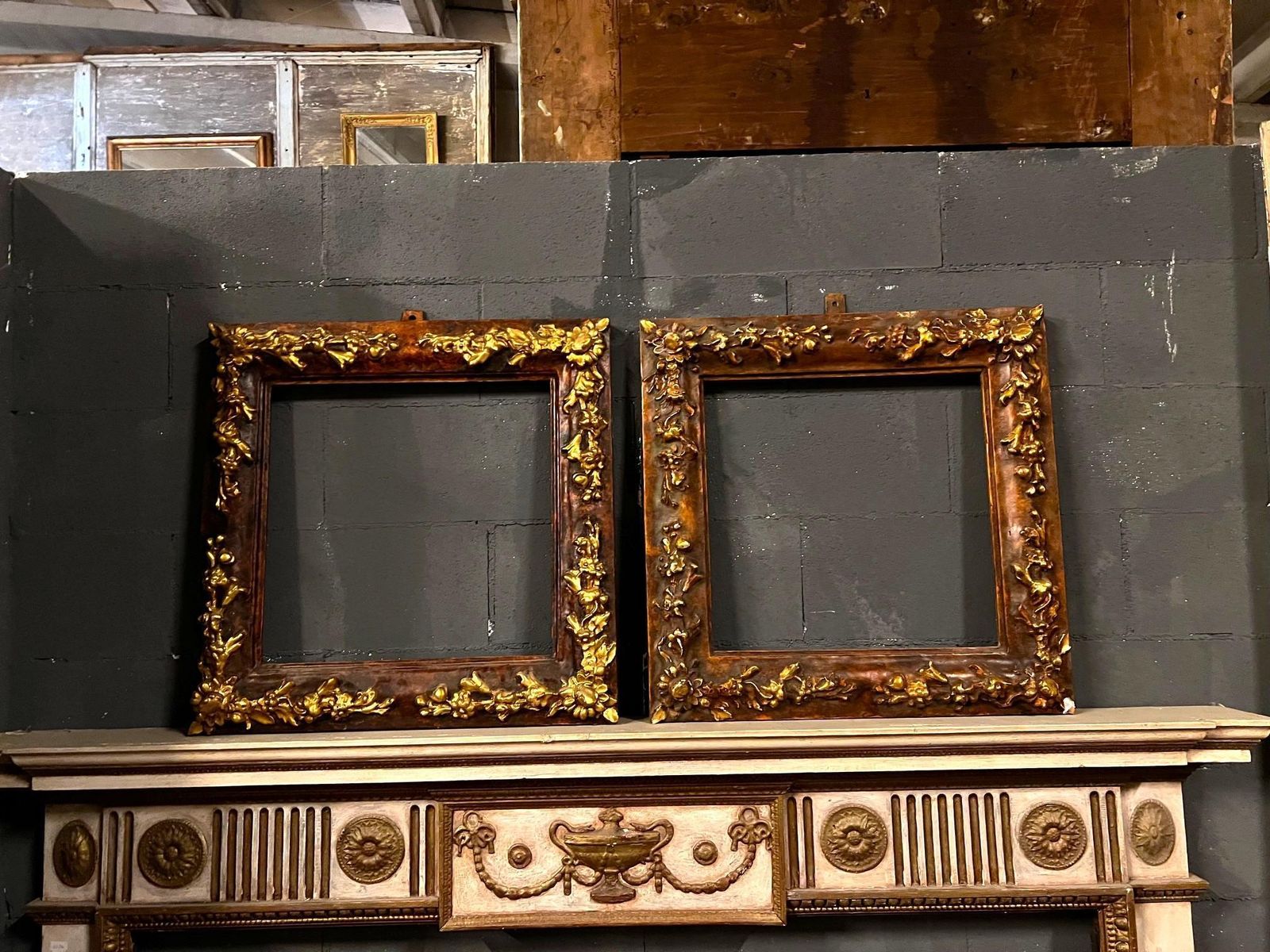 Pair Of Square Wood And Gilded Plaster Frames, Italy photo 2091.0