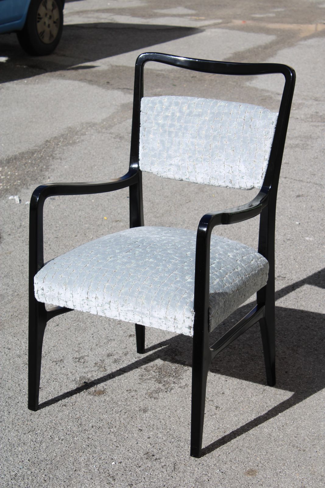 Black Wood And Fabric Desk Chair Italy Vittorio Dassi Gio Ponti Style photo furniture