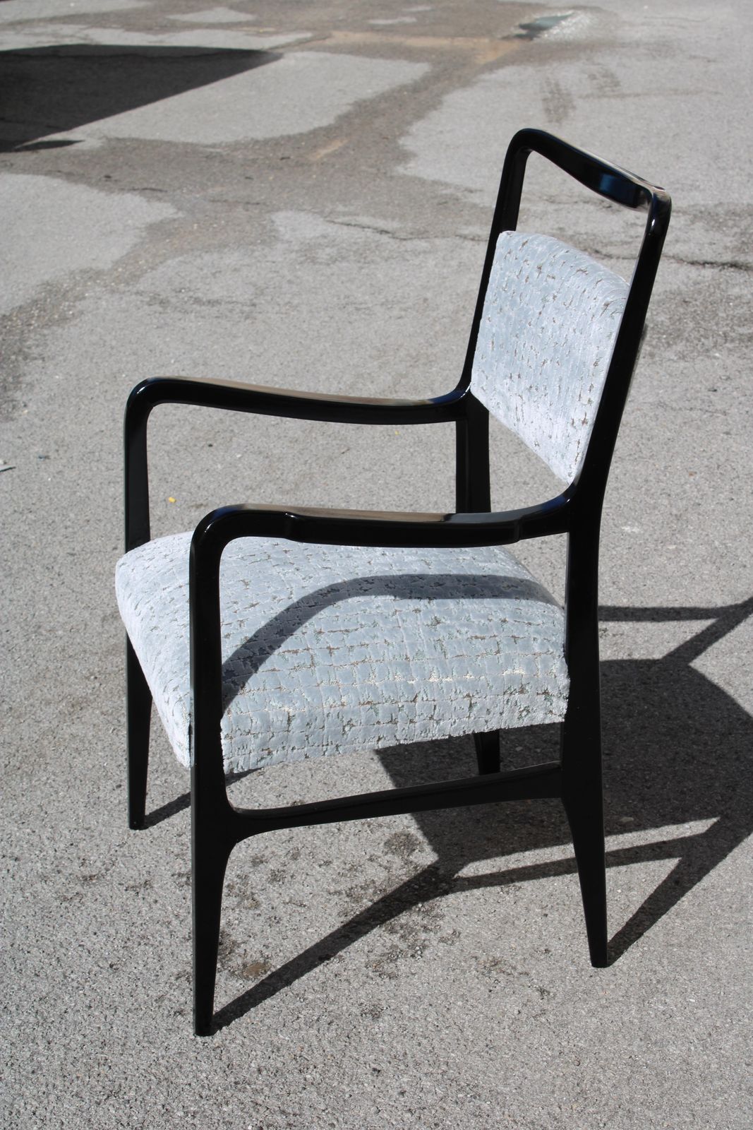 Black Wood And Fabric Desk Chair Italy Vittorio Dassi Gio Ponti Style photo for sale