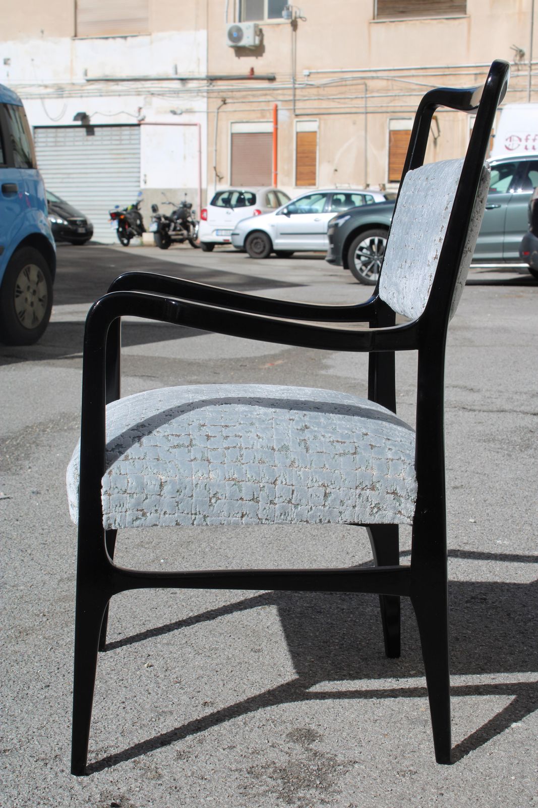Furniture Black Wood And Fabric Desk Chair Italy Vittorio Dassi Gio Ponti Style photo