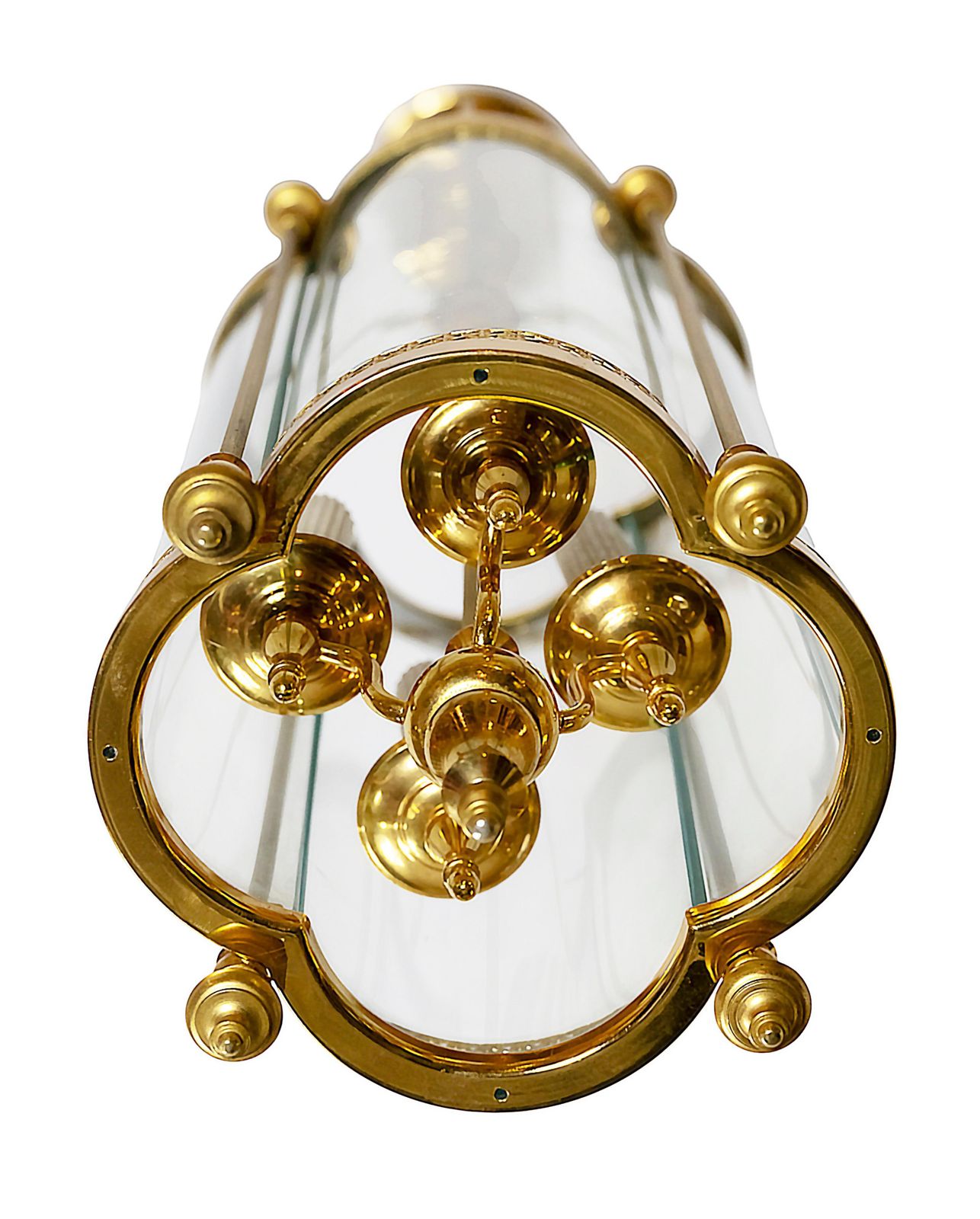 Italian Gilt Metal And Glass Chandelier Lantern photo for sale