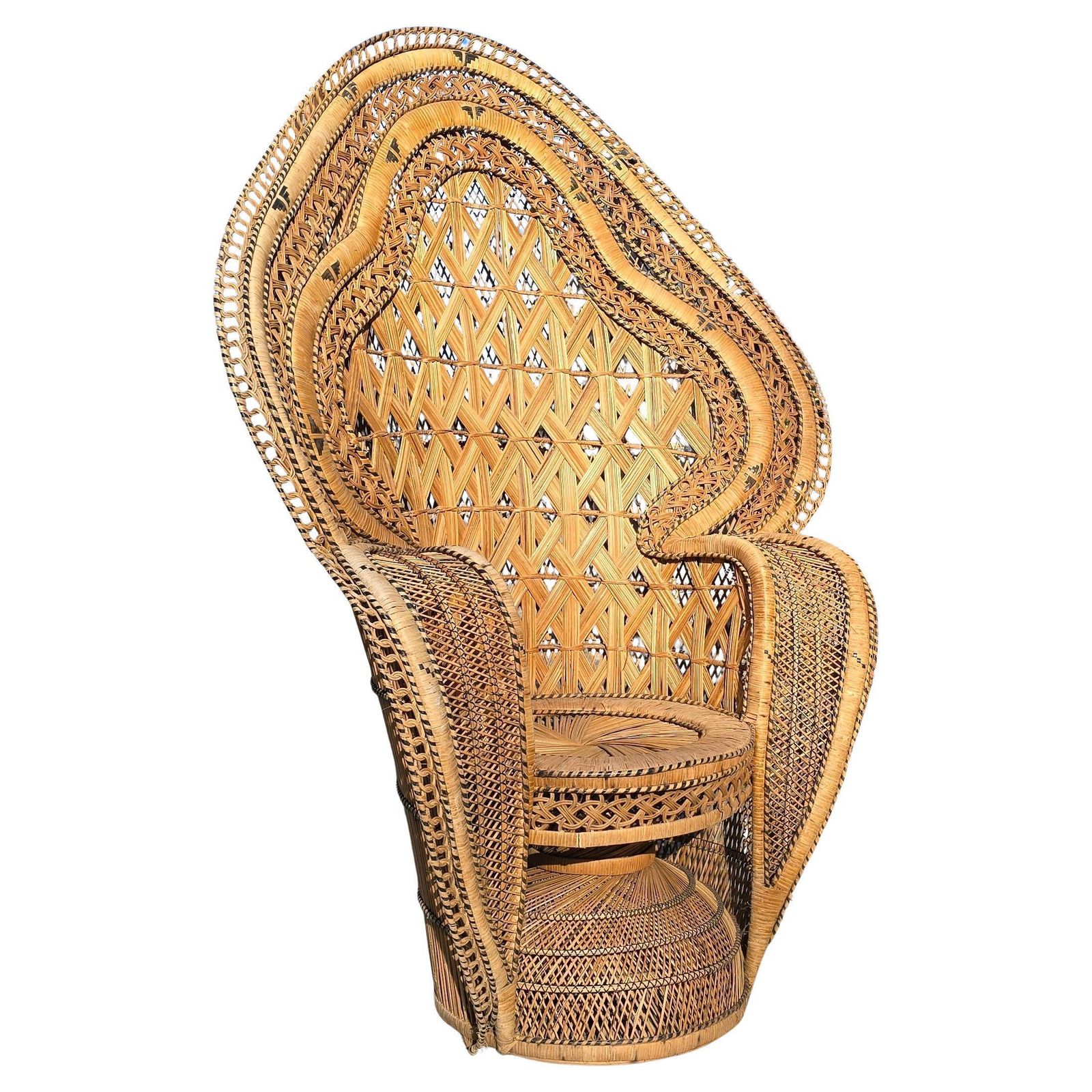 Large Handwoven Rattan Peacock Chair, Southeast Asia, 1960s–1970s photo furniture