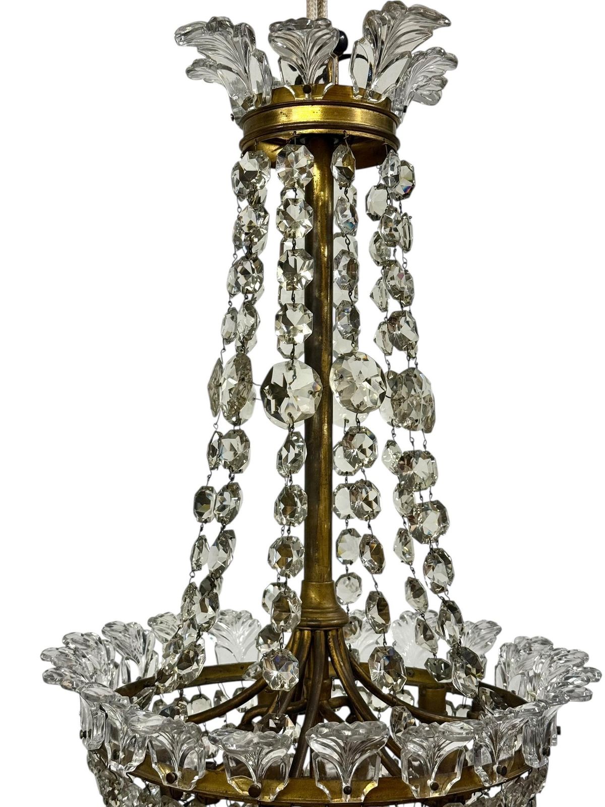19th Century Gilt Bronze And Crystal Chandelier, Attributed To Baccarat photo Lighting