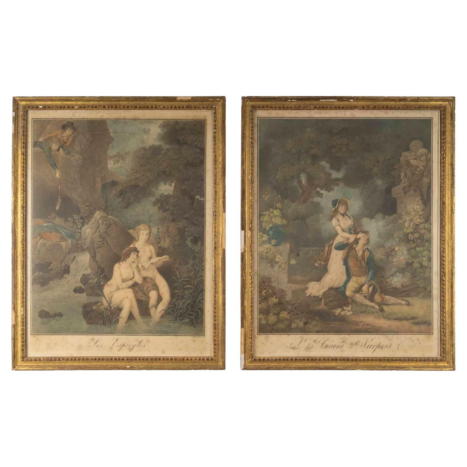 Pair Of Watercolours By Schall P And Descourtis, Napoleon III Period.