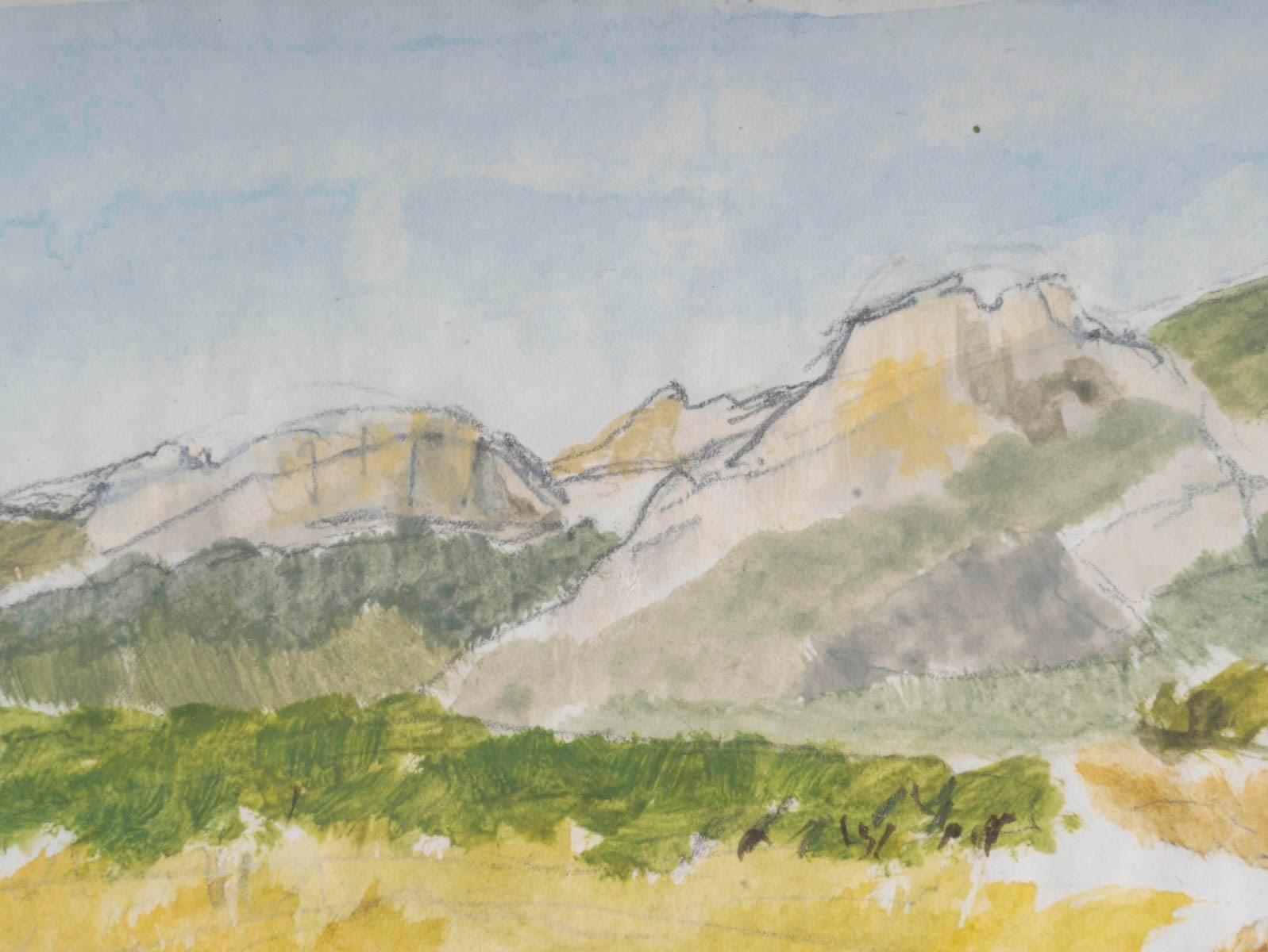 Watercolour On Paper By Evelyne Luez, Framed Under Glass. photo 583.0