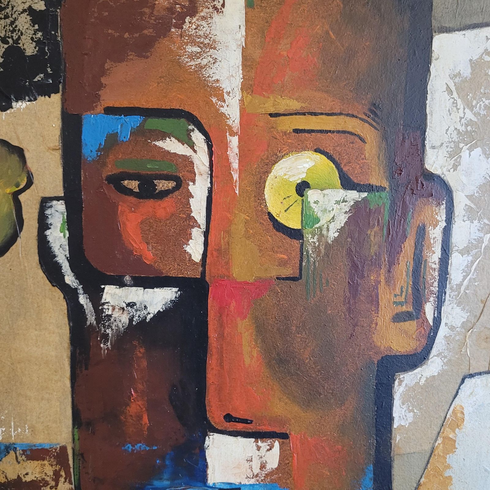 Cubist Inspired Portrait, Oil On Board, Framed, Late 20th Century By Marius Oddo photo for sale