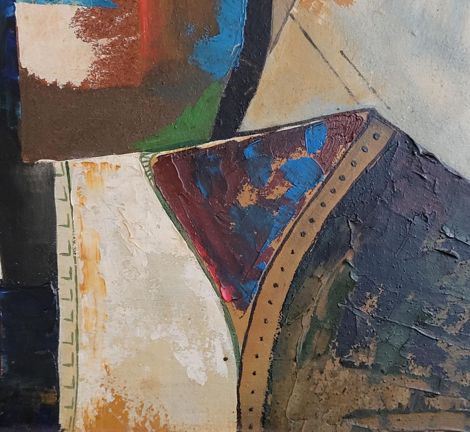 photo vinterior Cubist Inspired Portrait, Oil On Board, Framed, Late 20th Century By Marius Oddo
