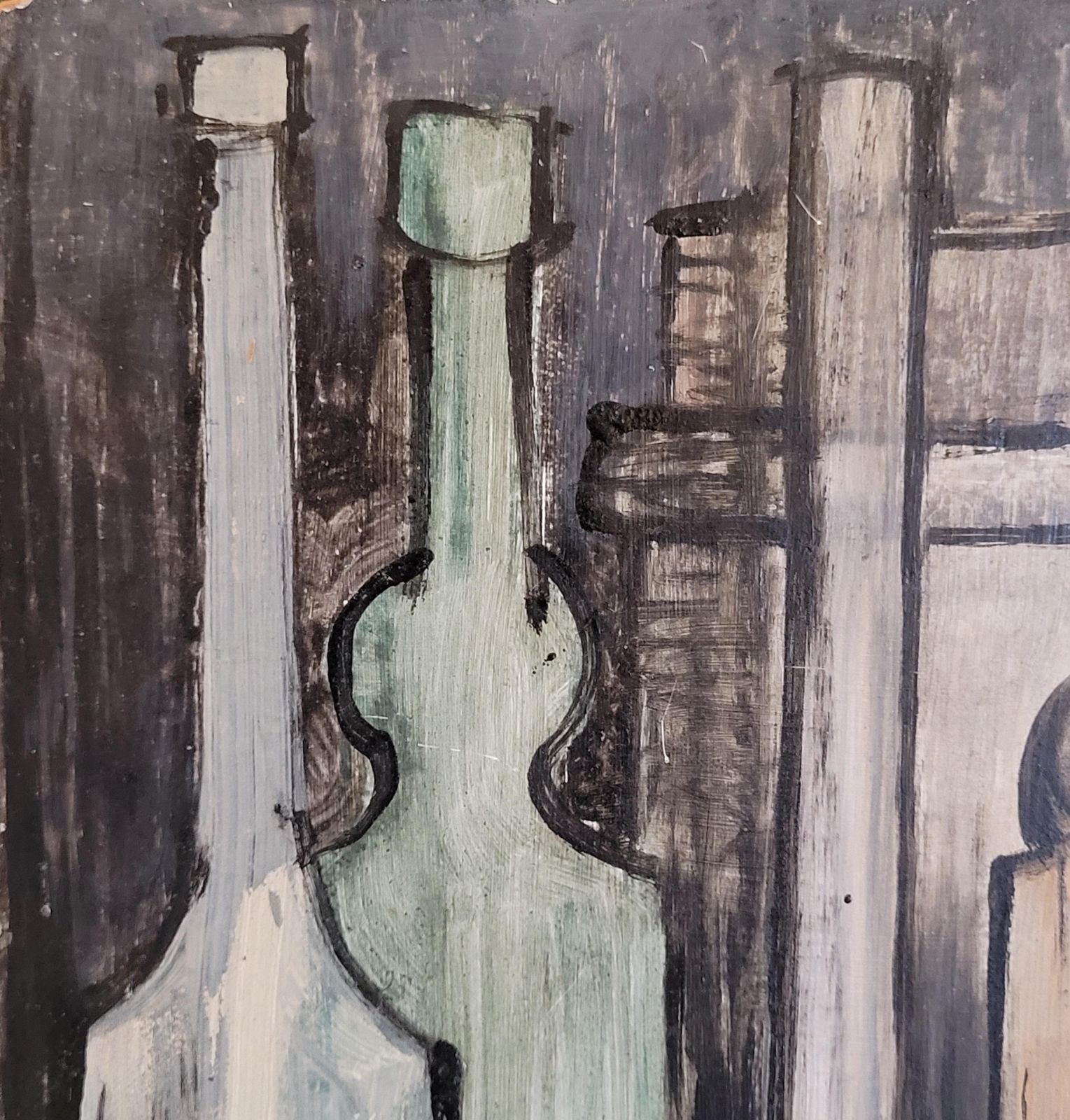 Still Life Of Bottles, Oil On Board, Late 20th Century, Signed, 1996 By Giordanino photo for sale