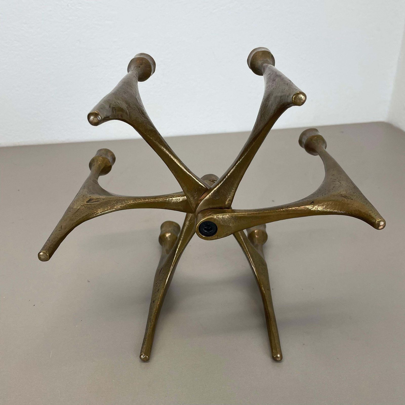 879.0 Large Midcentury Brutalist Bronze Candleholder By Michael Harjes, Germany, 1960 photo