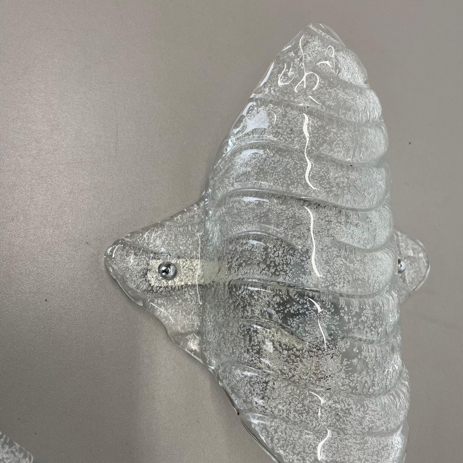 photo for sale Set Of 3 Murano Ice Glass Wall Light Sconces Fischer Leuchten Germany, 1970