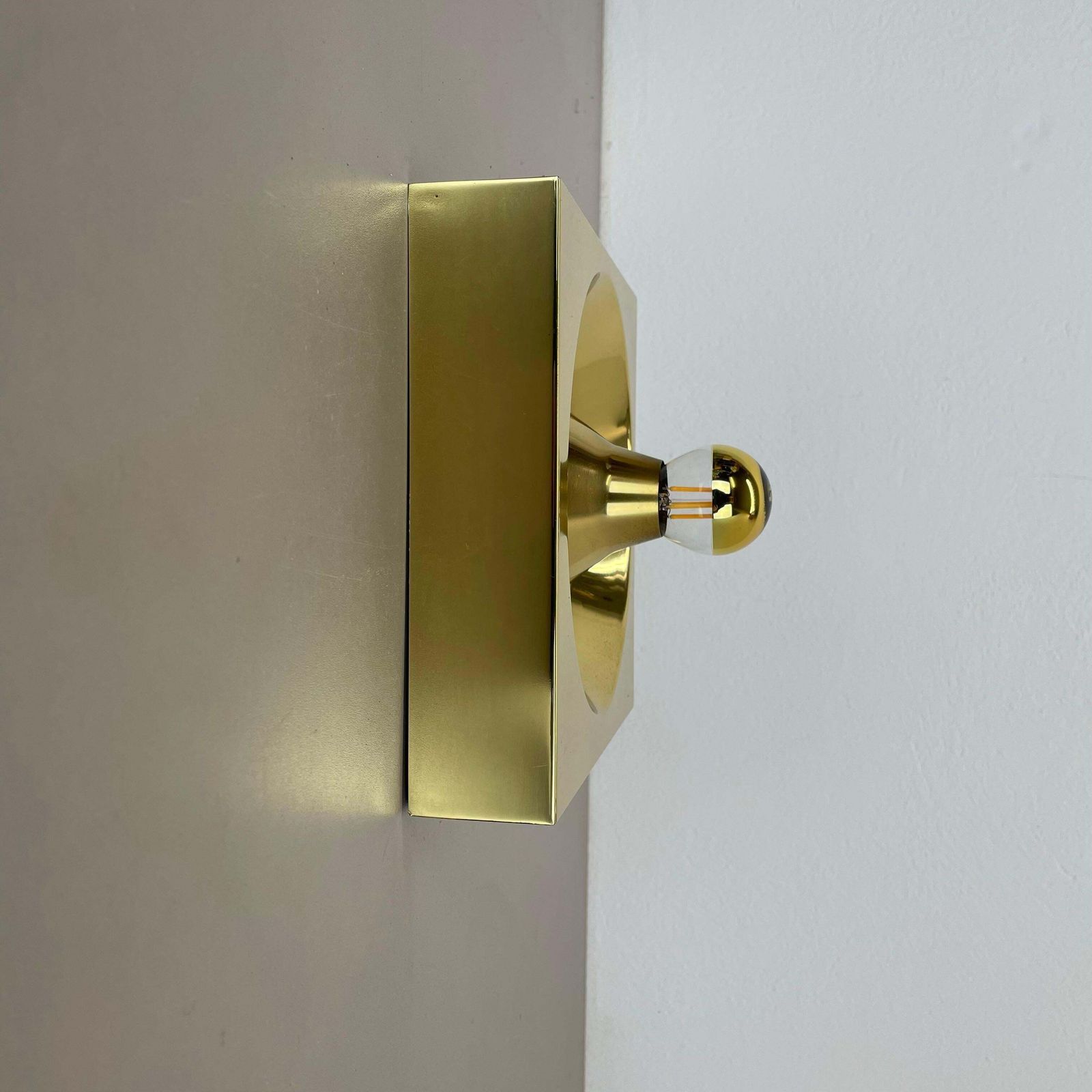 Rare Brass Pop Art Metal Wall Light By Klaus Hempel For Kaiser Leuchten, 1970s photo Lighting