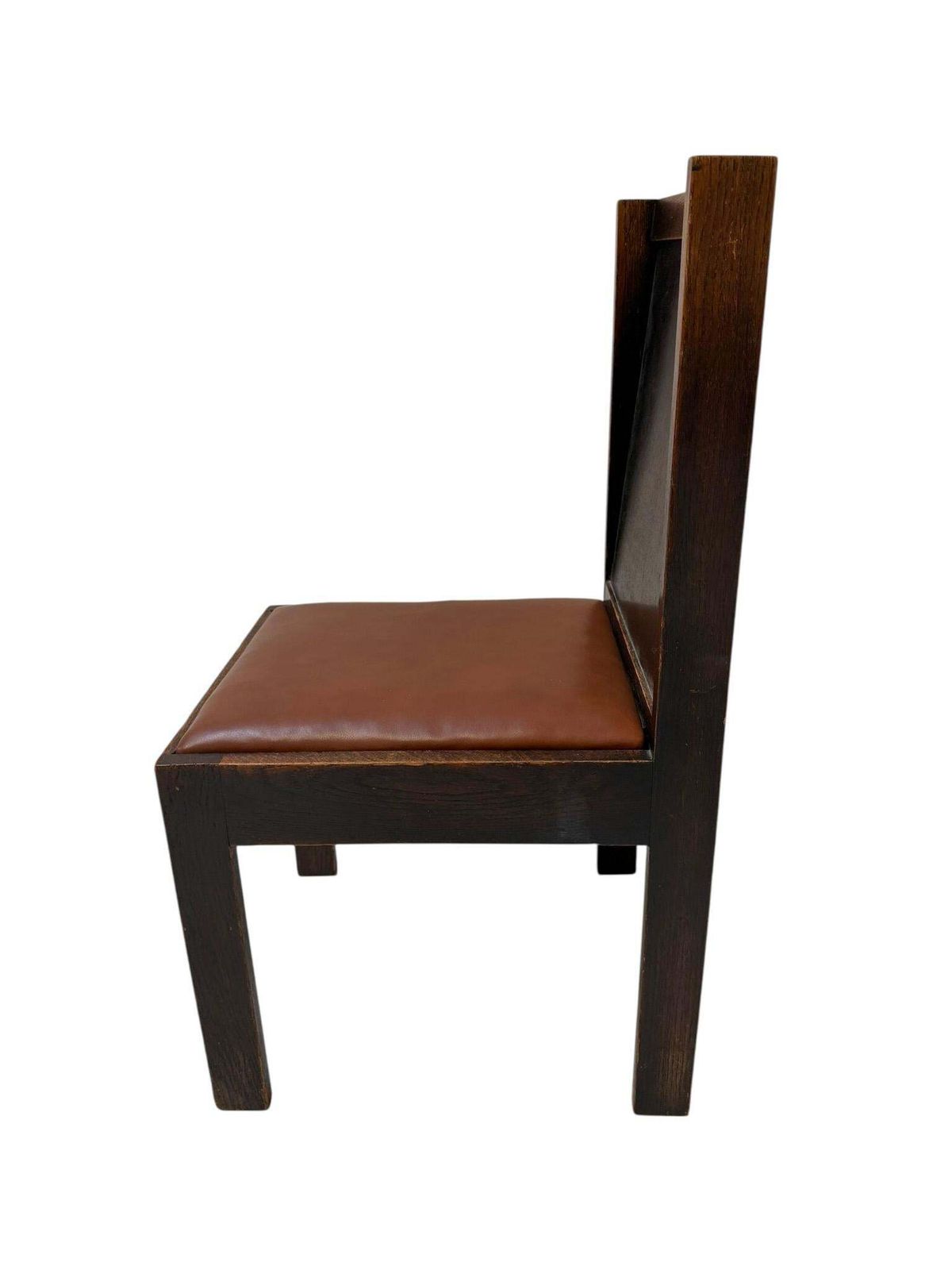 Art Deco Modernist Side Chair With Leather Seat, 1930s photo vintage