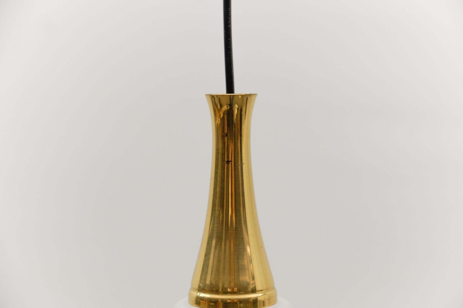 666.0 Lovely Cylindrical Glass Hanging Lamp With Brass, Mid Century Modern, Germany photo