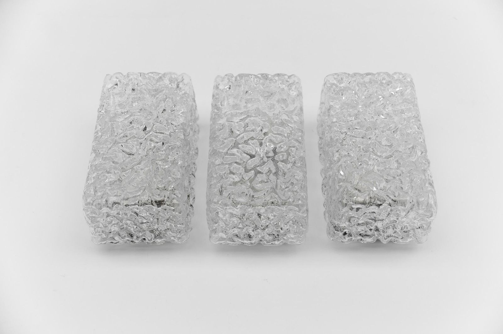 Set Of 3 Petit Glass Wall Lamps Or Flush Mounts By Limburg, 1960s Germany photo vinterior