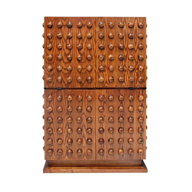 Brutalist Style Italian Dry Bar Made Of Wood And Glass, Drinks Cabinet photo furniture