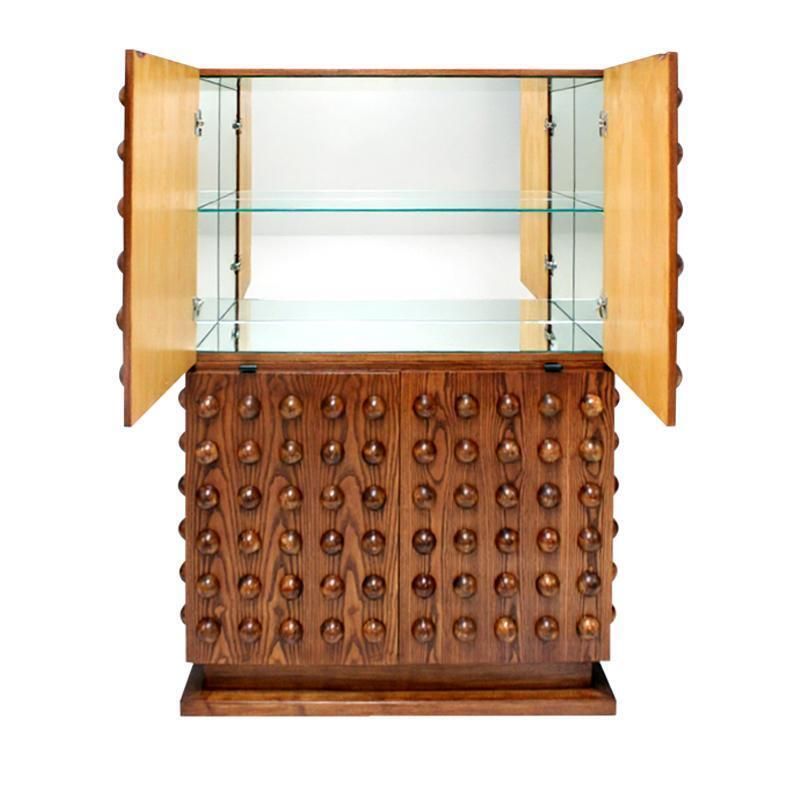 Brutalist Style Italian Dry Bar Made Of Wood And Glass, Drinks Cabinet photo for sale