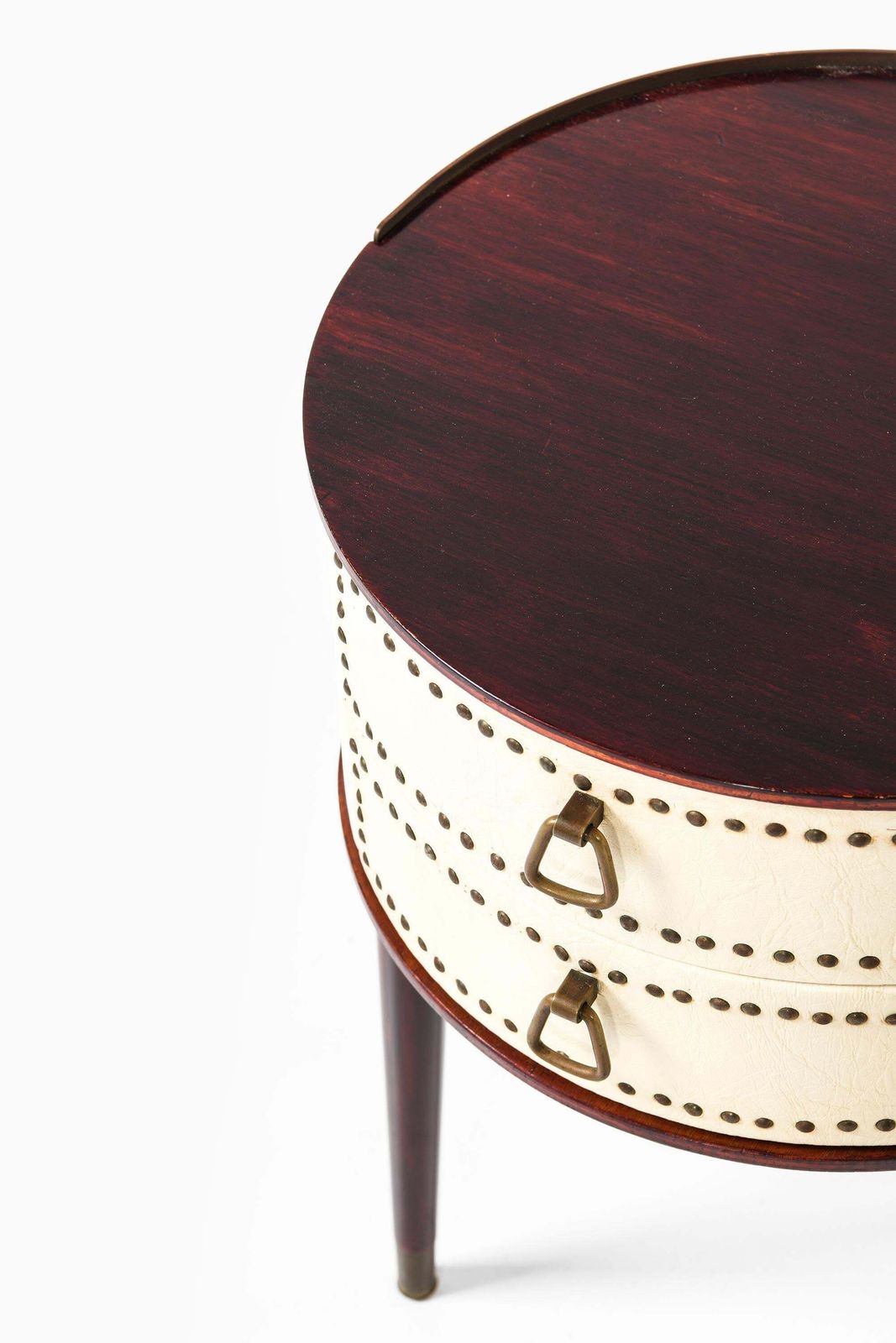 Set Of 2 Bedside Tables In Brass And Mahogany By Halvdan Pettersson, 1950s photo for sale