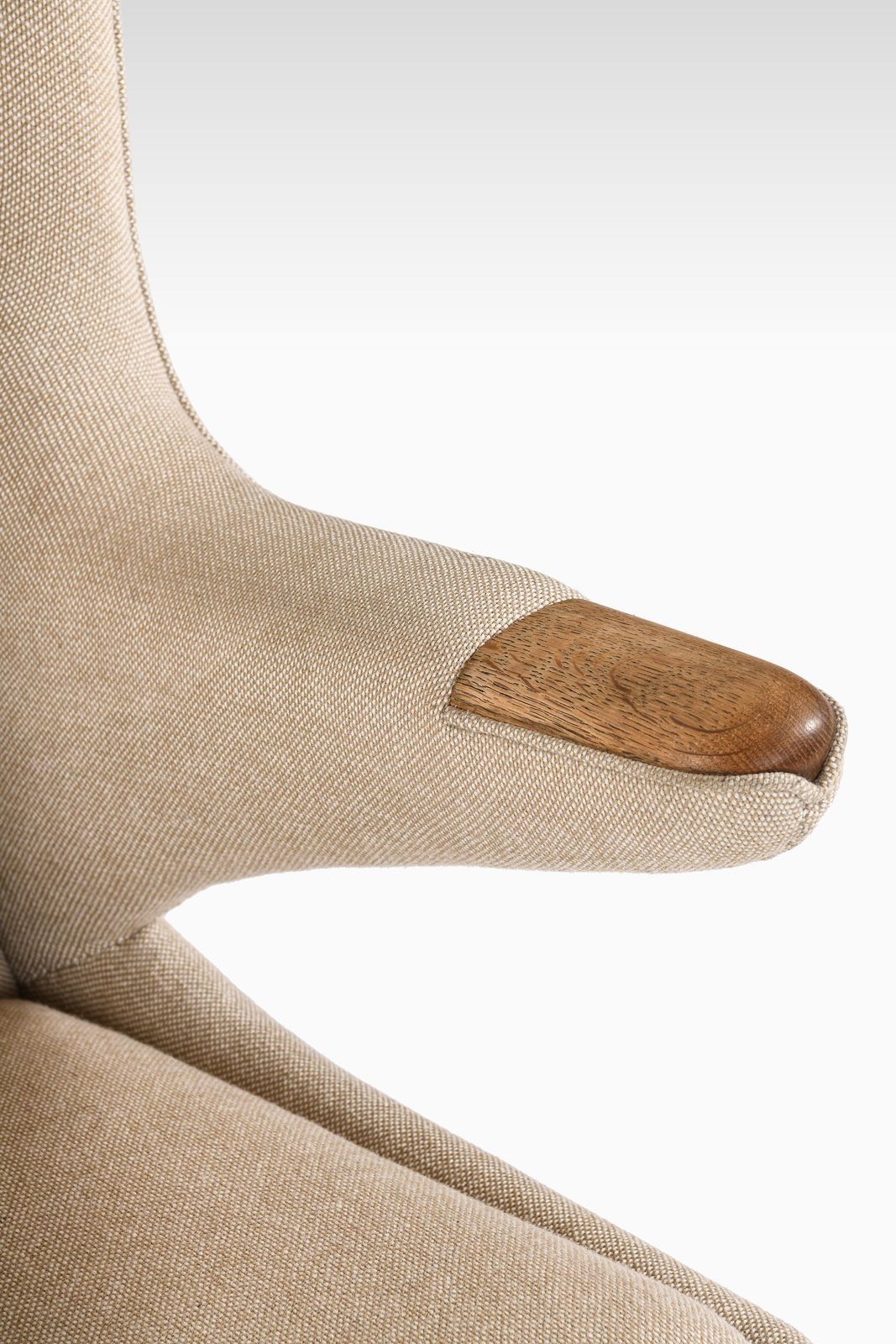 photo for sale Easy Chair In Wool And Oak By Hans Wegner, 1950s