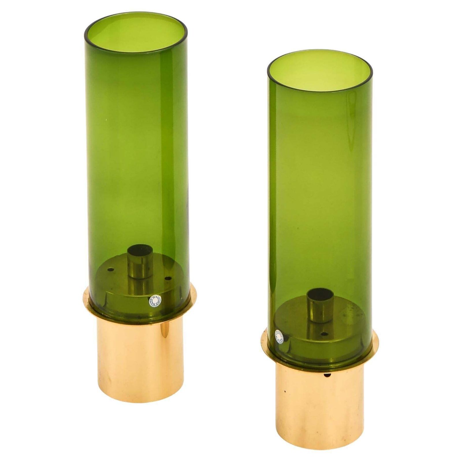 Set Of 2 Candlesticks In Brass And Glass By Hans Agne Jakobsson, 1960s