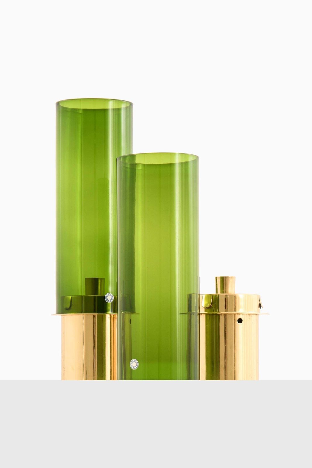 Set Of 2 Candlesticks In Brass And Glass By Hans Agne Jakobsson, 1960s photo Home Decor