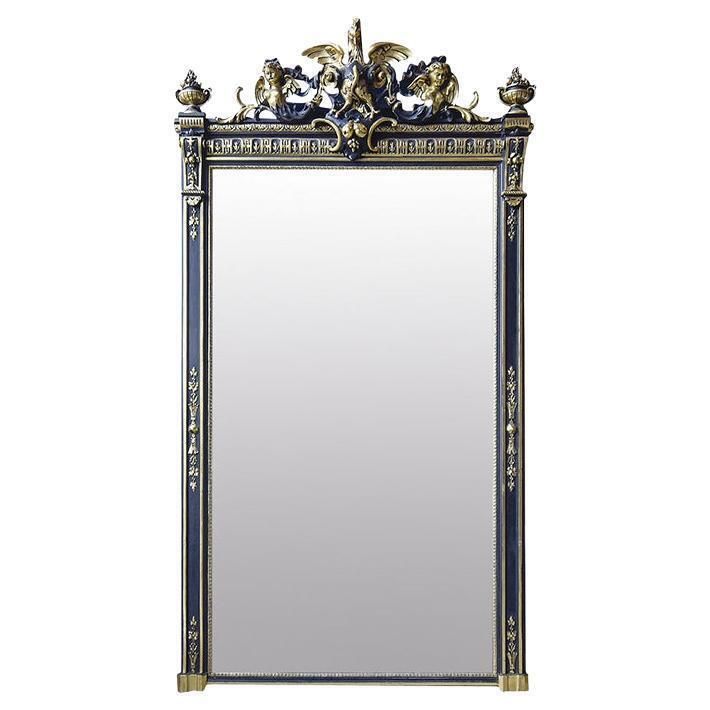 Antique Napoleon III Wall Mirror With Angels, Fair Condition, 1835