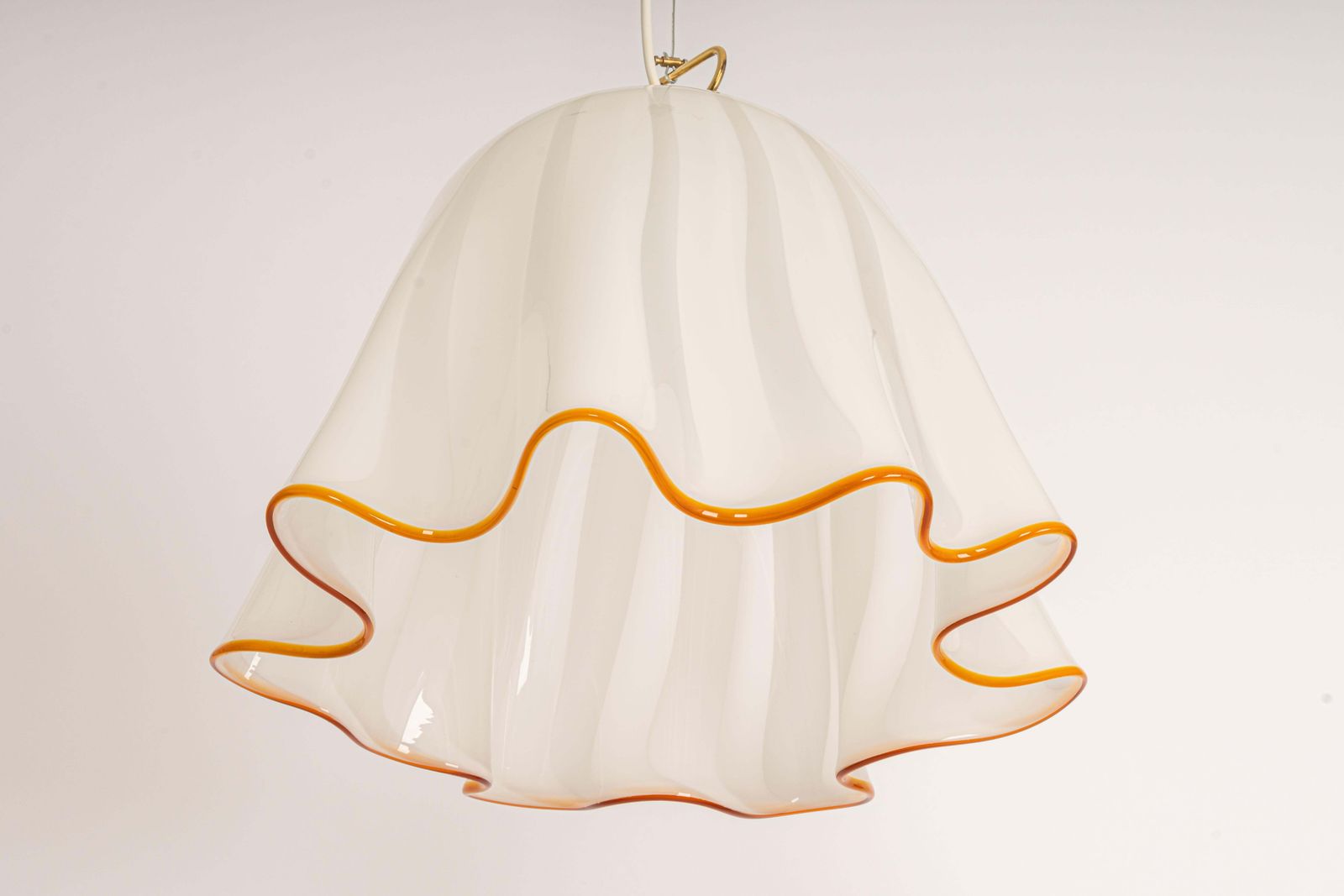 Large White Glass Pendant Light By Kalmar Fazzoletto, Austria, 1970s photo vinterior