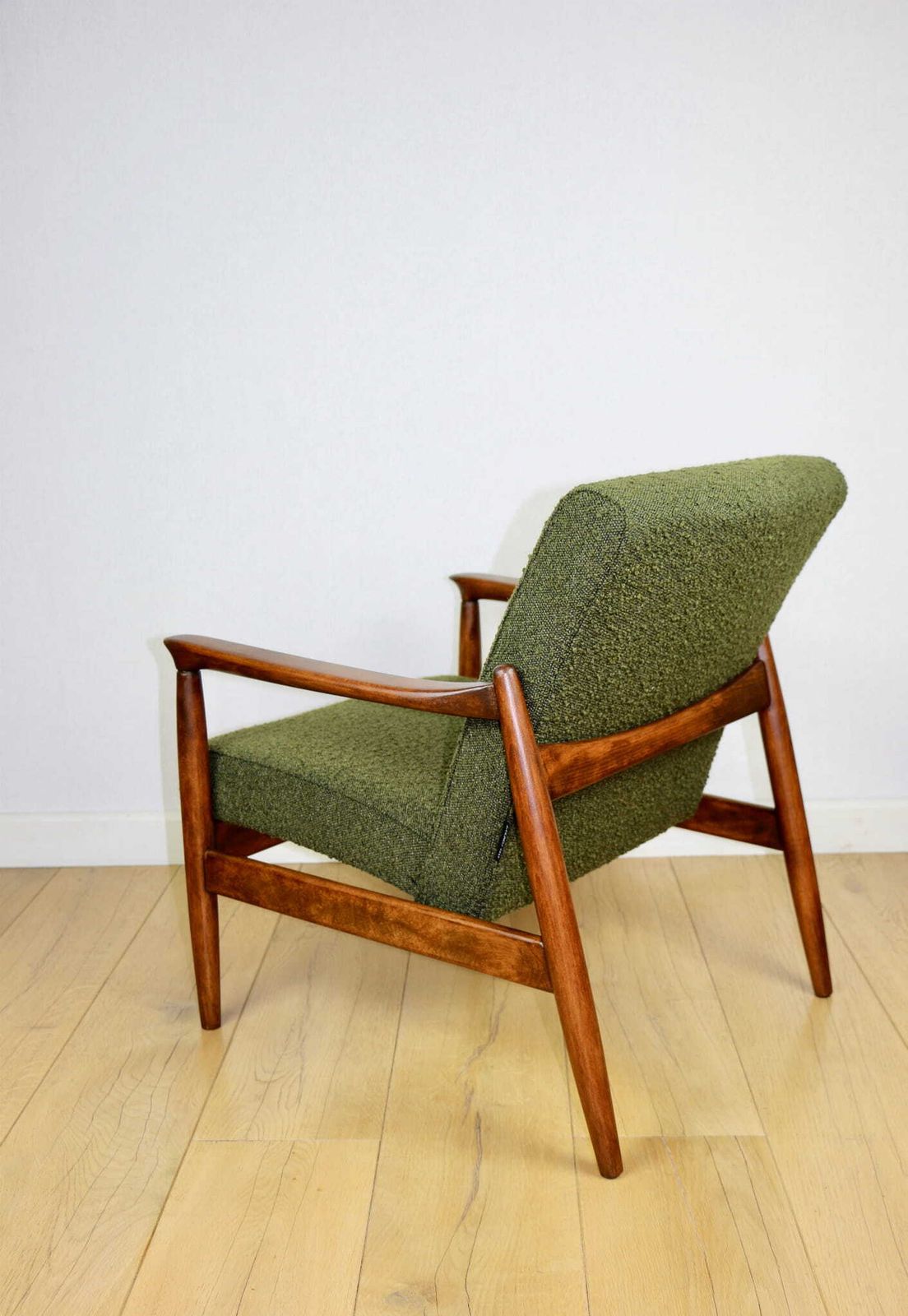 photo furniture Gfm 64 Armchair, Designed By Edmund Homa, 1960s, Olive Green Bouclé   2 Pieces Available