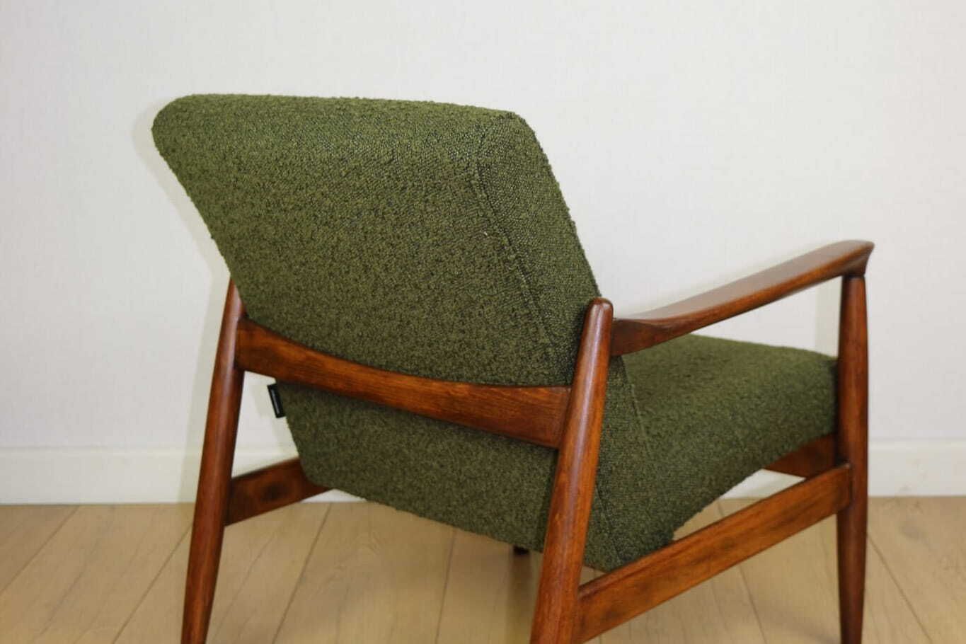 Furniture Gfm 64 Armchair, Designed By Edmund Homa, 1960s, Olive Green Bouclé   2 Pieces Available photo