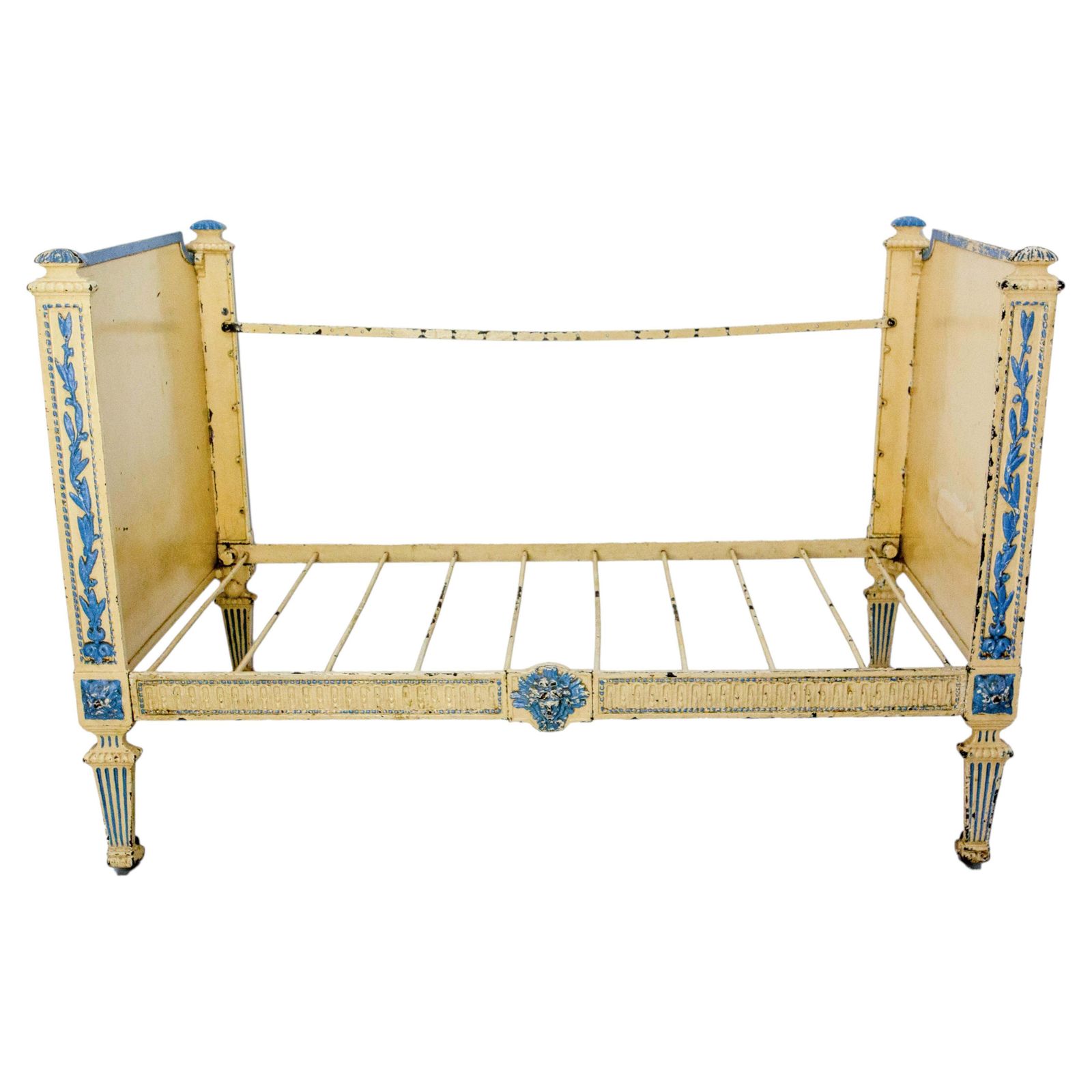 French Painted Iron & Wrought Iron Banquette Child Sofa Louis XVI St, Circa 1880