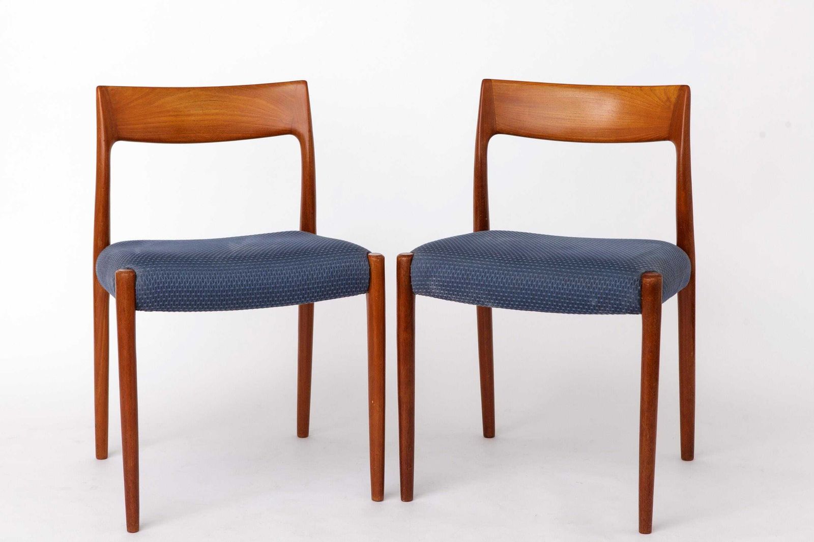 Pair Niels Møller Model 77 Teak Dining Chairs Danish Mid Century 1950s Vintage