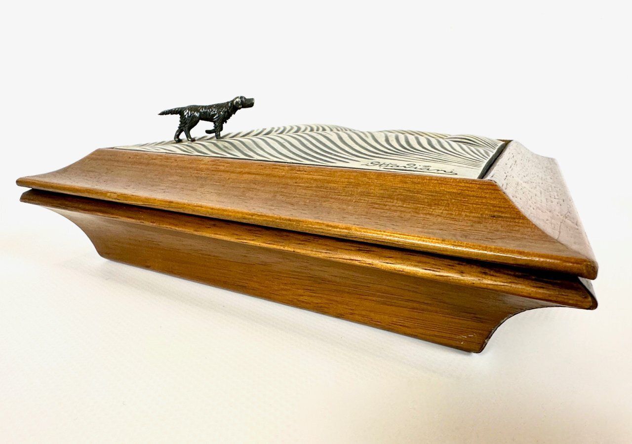 Mid Century Modern Italian 925 Silver Jewelry Box With Hunting Dog From Ottaviani, 1960s