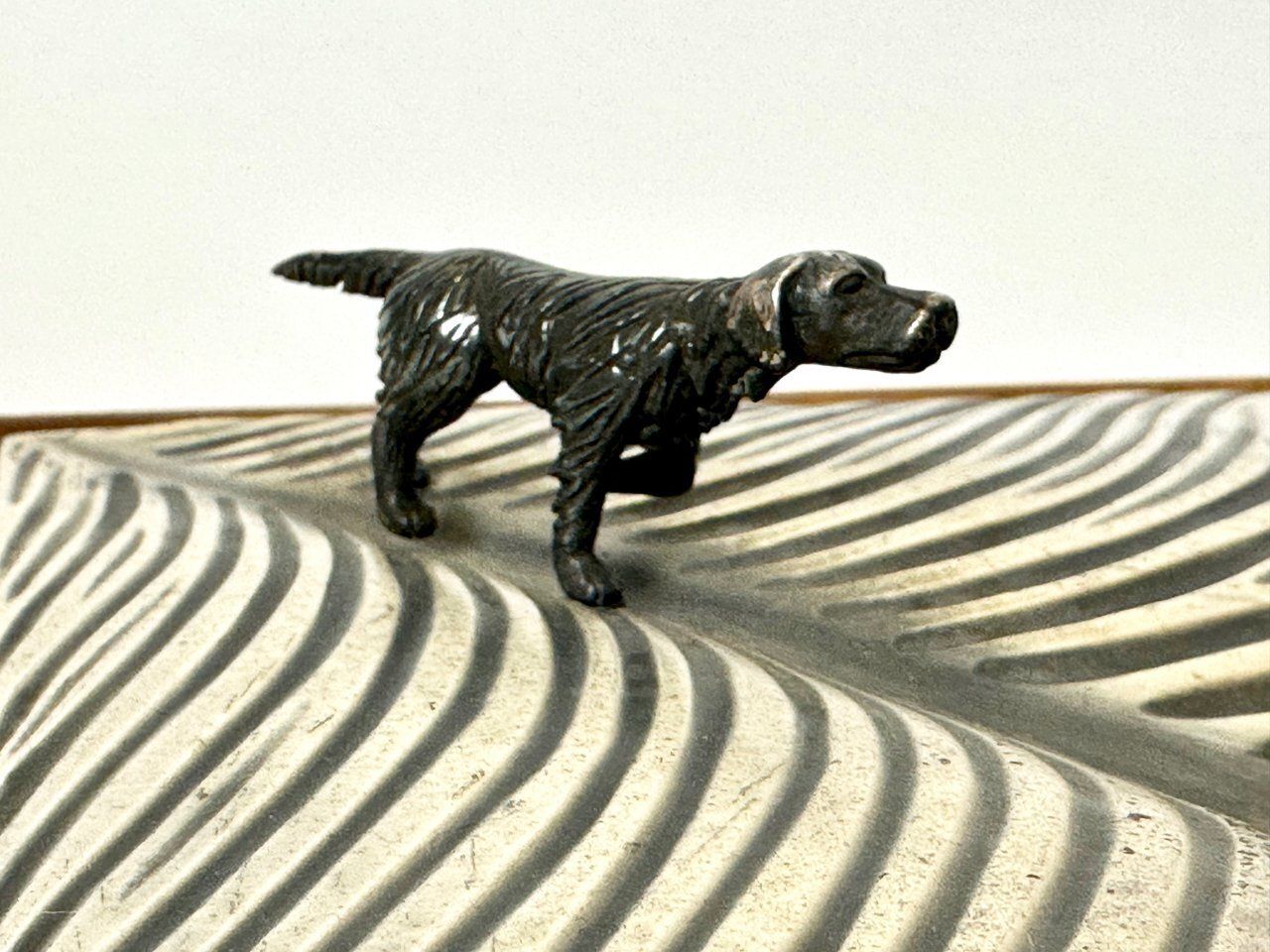 photo for sale Mid Century Modern Italian 925 Silver Jewelry Box With Hunting Dog From Ottaviani, 1960s