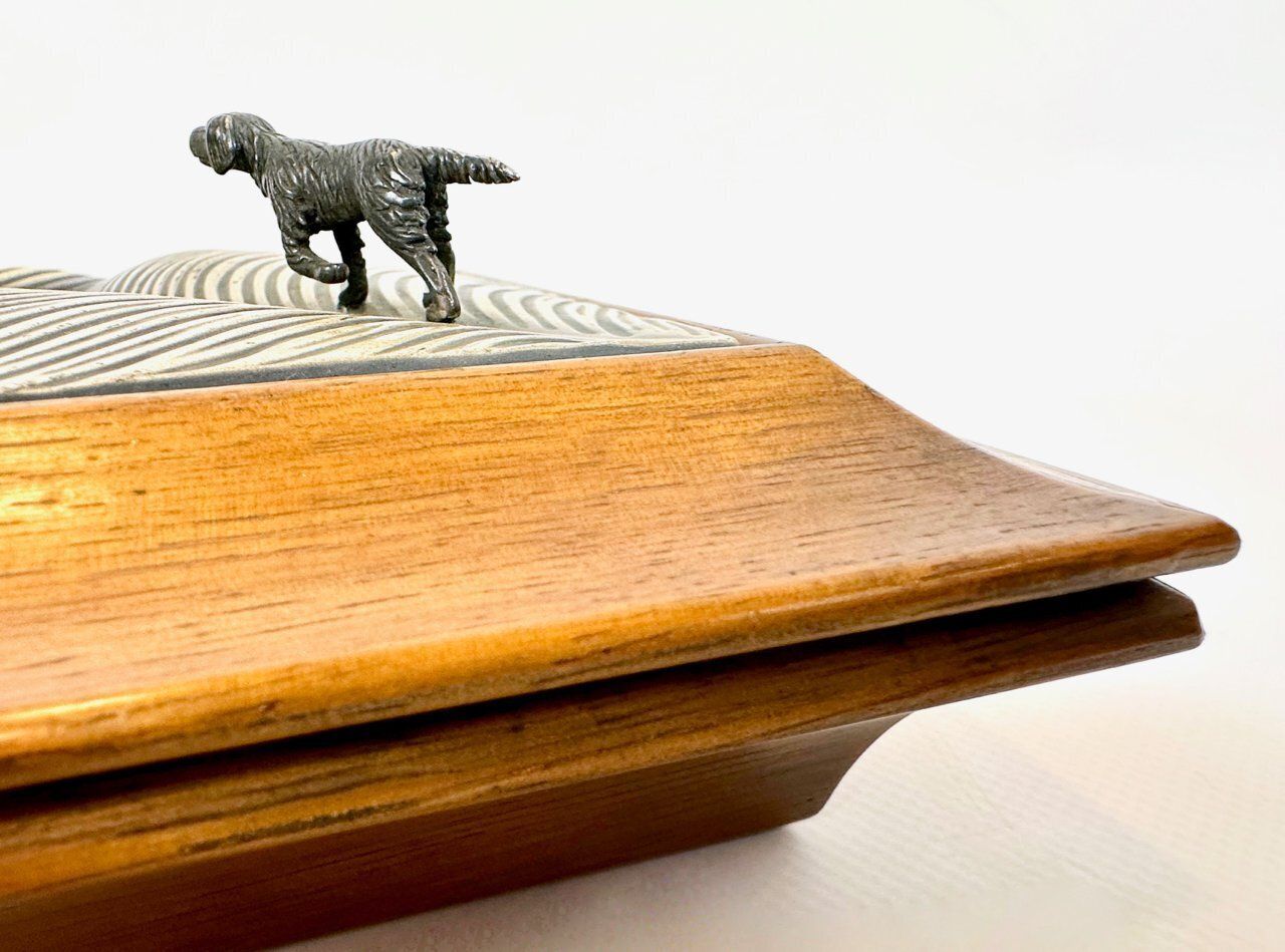 photo vinterior Mid Century Modern Italian 925 Silver Jewelry Box With Hunting Dog From Ottaviani, 1960s