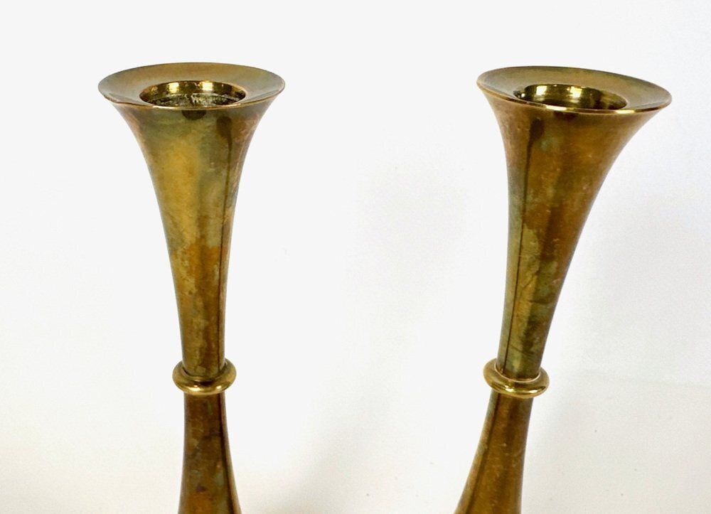 Mid Century Modern Brass Candlestick Attributed To Jens Quistgaard, 1970s, Set Of 2 photo Home Decor