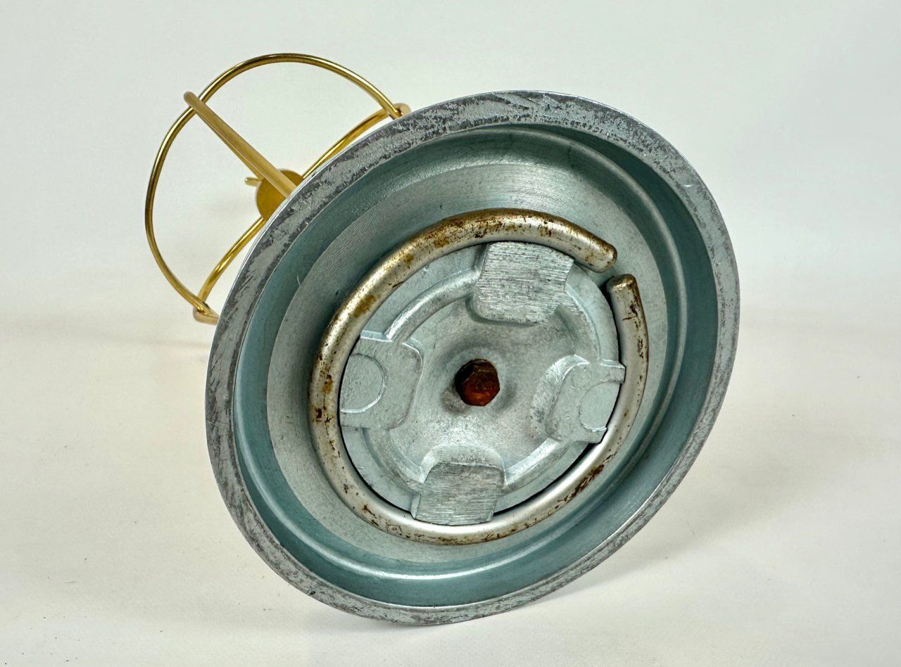 photo for sale Mid Century Modern Austrian Aluminium And Brass Umbrella Stand, 1960s