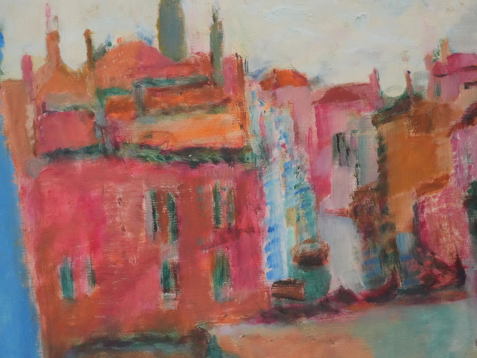Masaaki Kuwaharagondolas In Venice   Original Oil On Canvas, Signedc. 1965 photo vinterior
