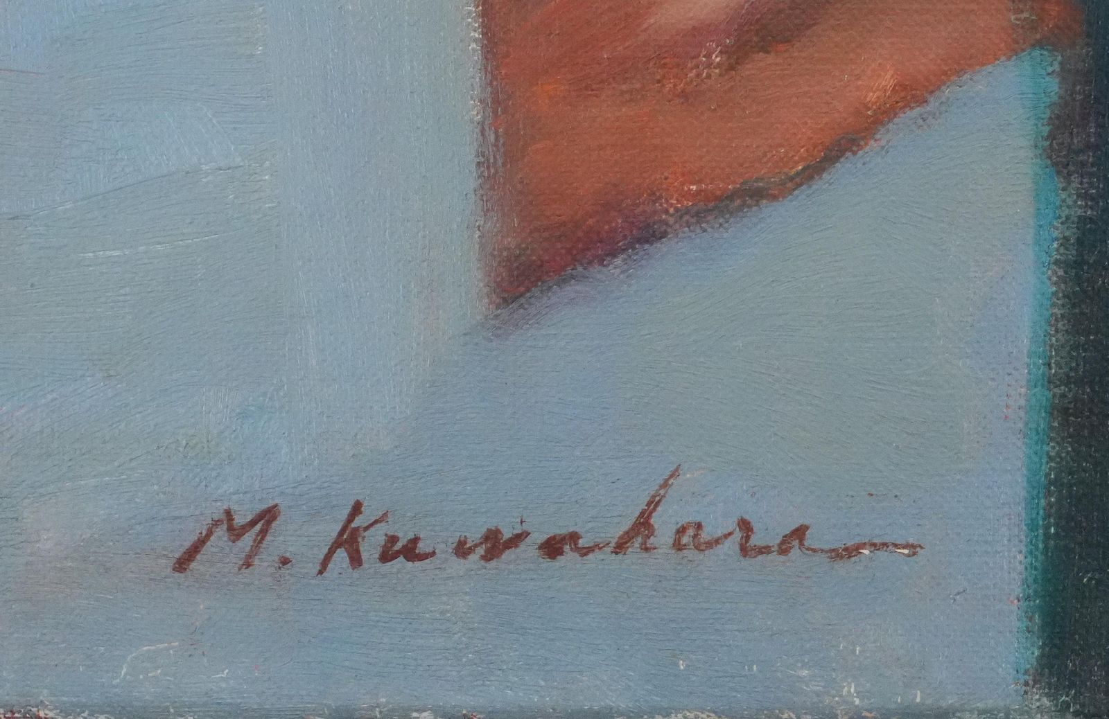 Masaaki Kuwaharahouses With Colorful Roofs   Original Oil On Canvas, Signedc. 1965 photo furniture