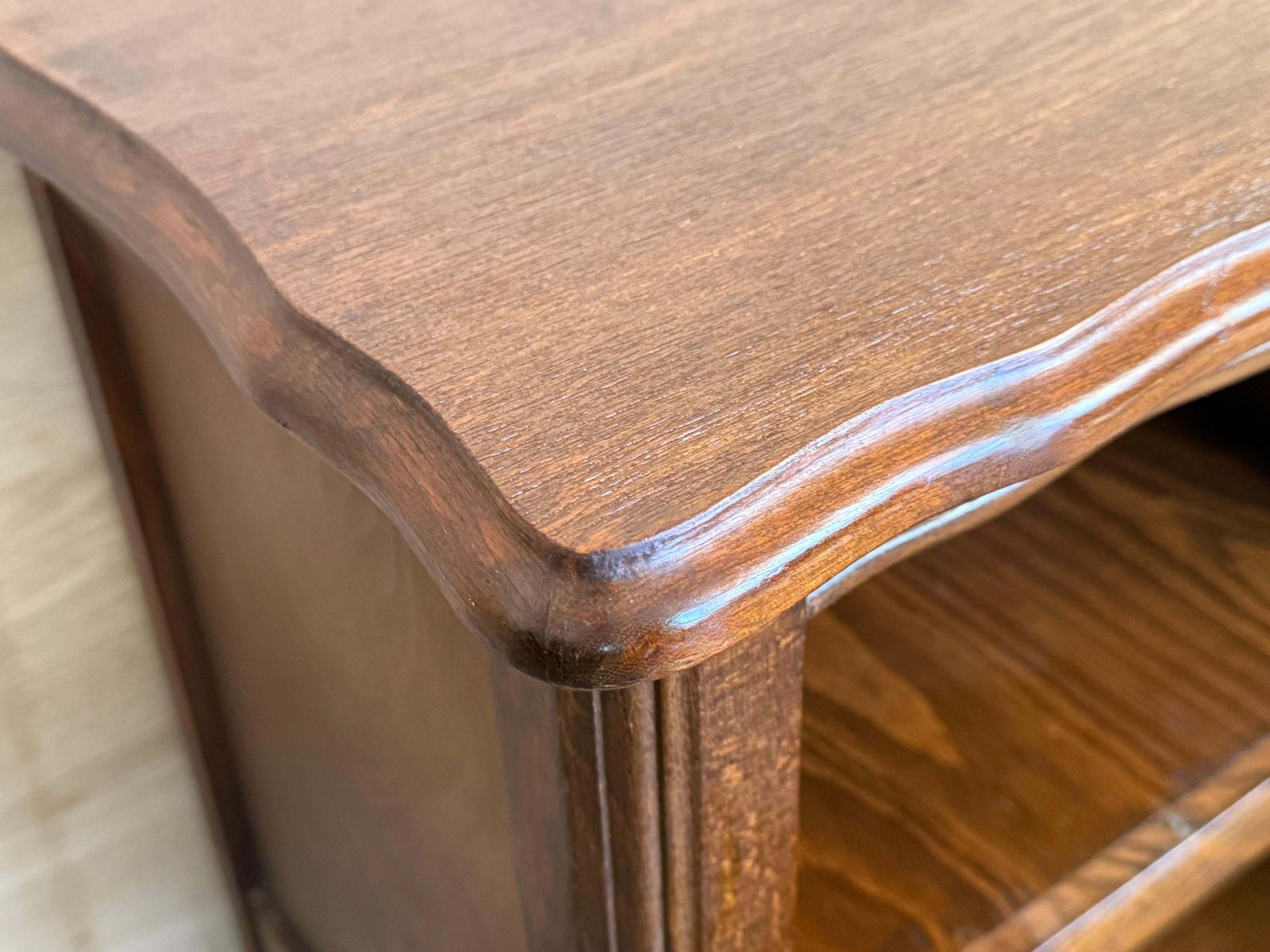 20th Century Pair Of Solid Carved French Nightstands With Low Drawer photo 1982.0