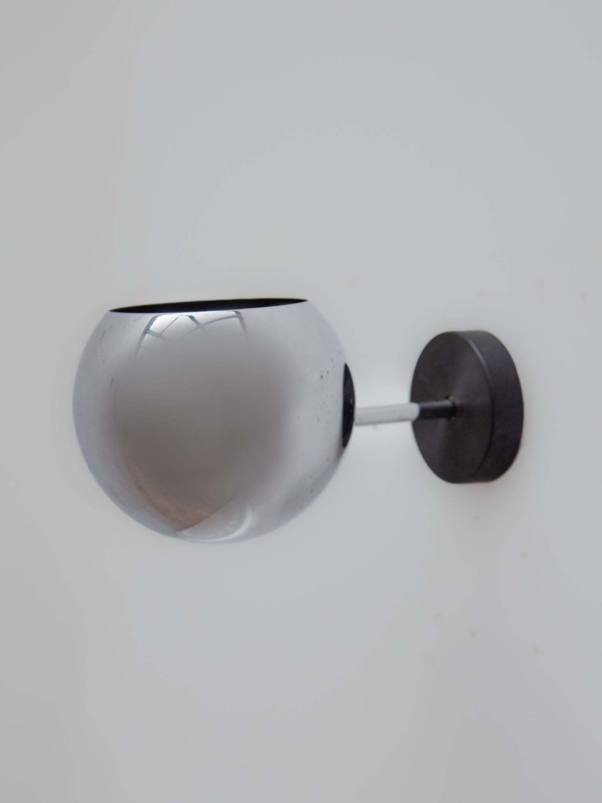 Set Of Two Staff Chrome Globe Wall Lights Designed By Motoko Ishii, 1960s photo vinterior