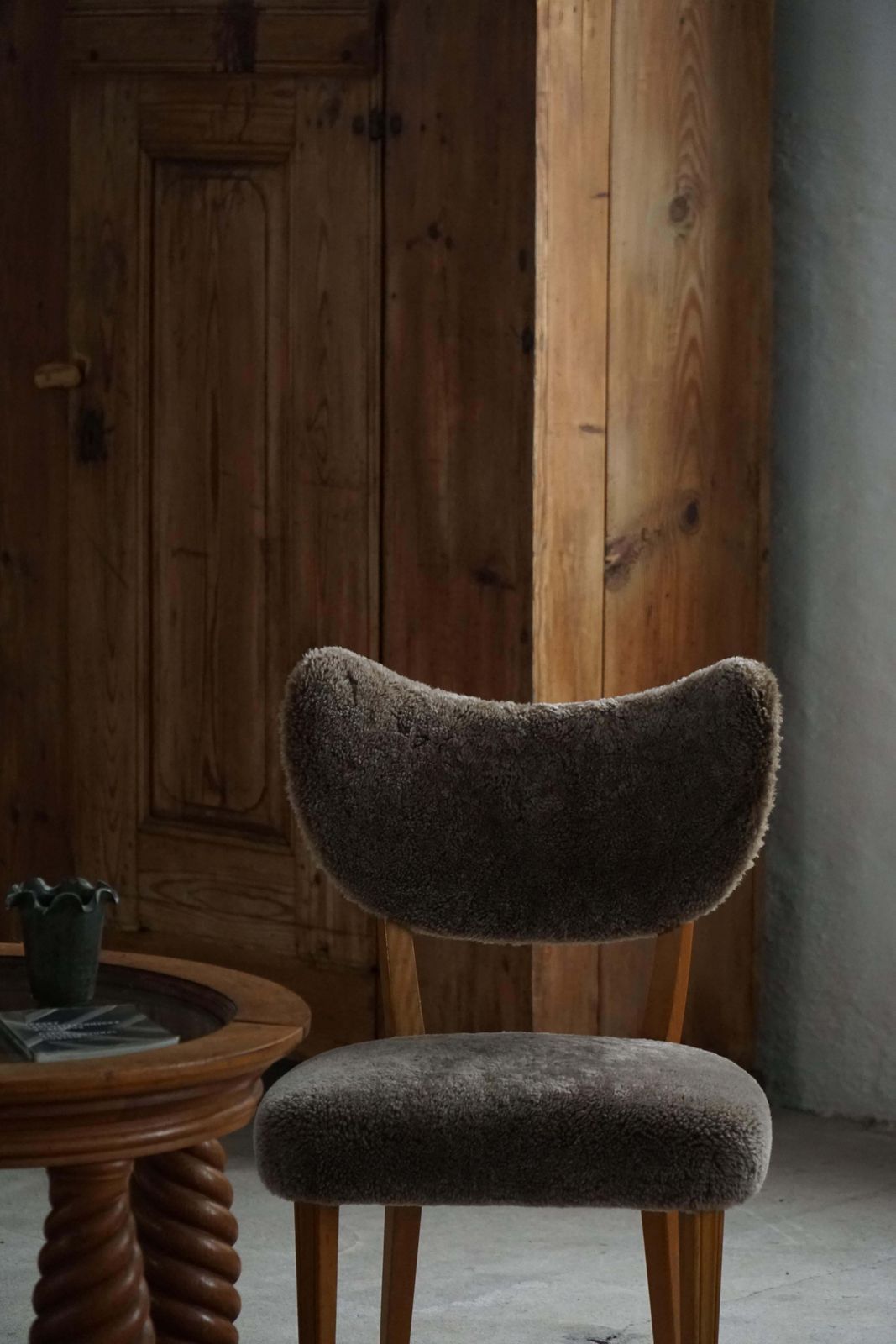 Danish Mid 20th Century, Dining / Desk Chair In Lambswool, Eva Koppel, 1950s photo buy