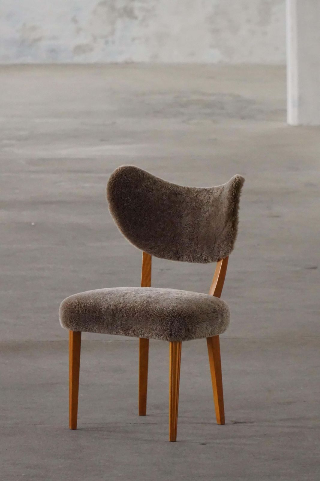Danish Mid 20th Century, Dining / Desk Chair In Lambswool, Eva Koppel, 1950s photo vintage