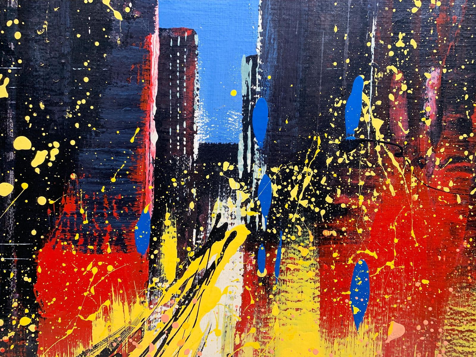 Christian Claerbout Expressionist New York Cityscape Painting, Signed photo buy