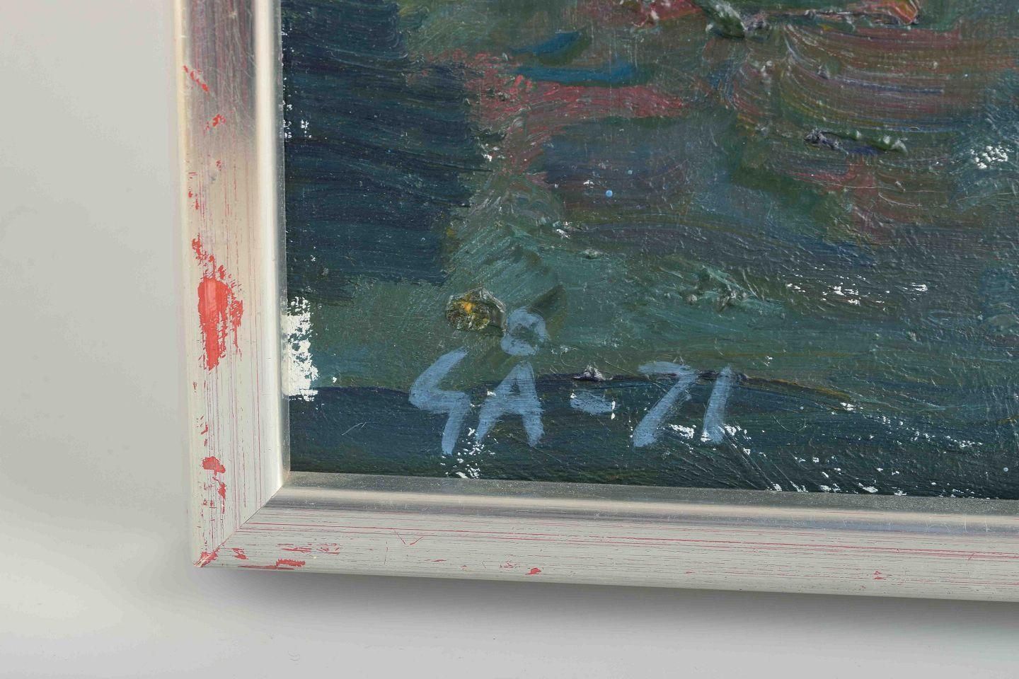 Scandinavian Artist. Oil On Canvas, Abstract Composition, 1971. photo Art