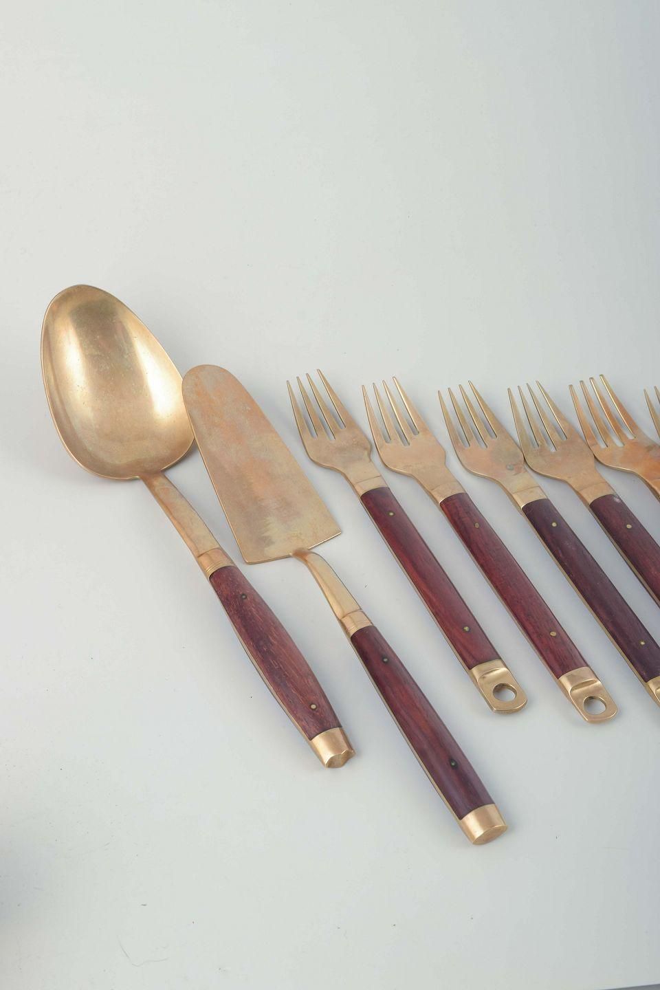 Brøste. Complete 8 Person Dinner Cutlery Set In Bronze And Rosewood, Model 222. photo furniture